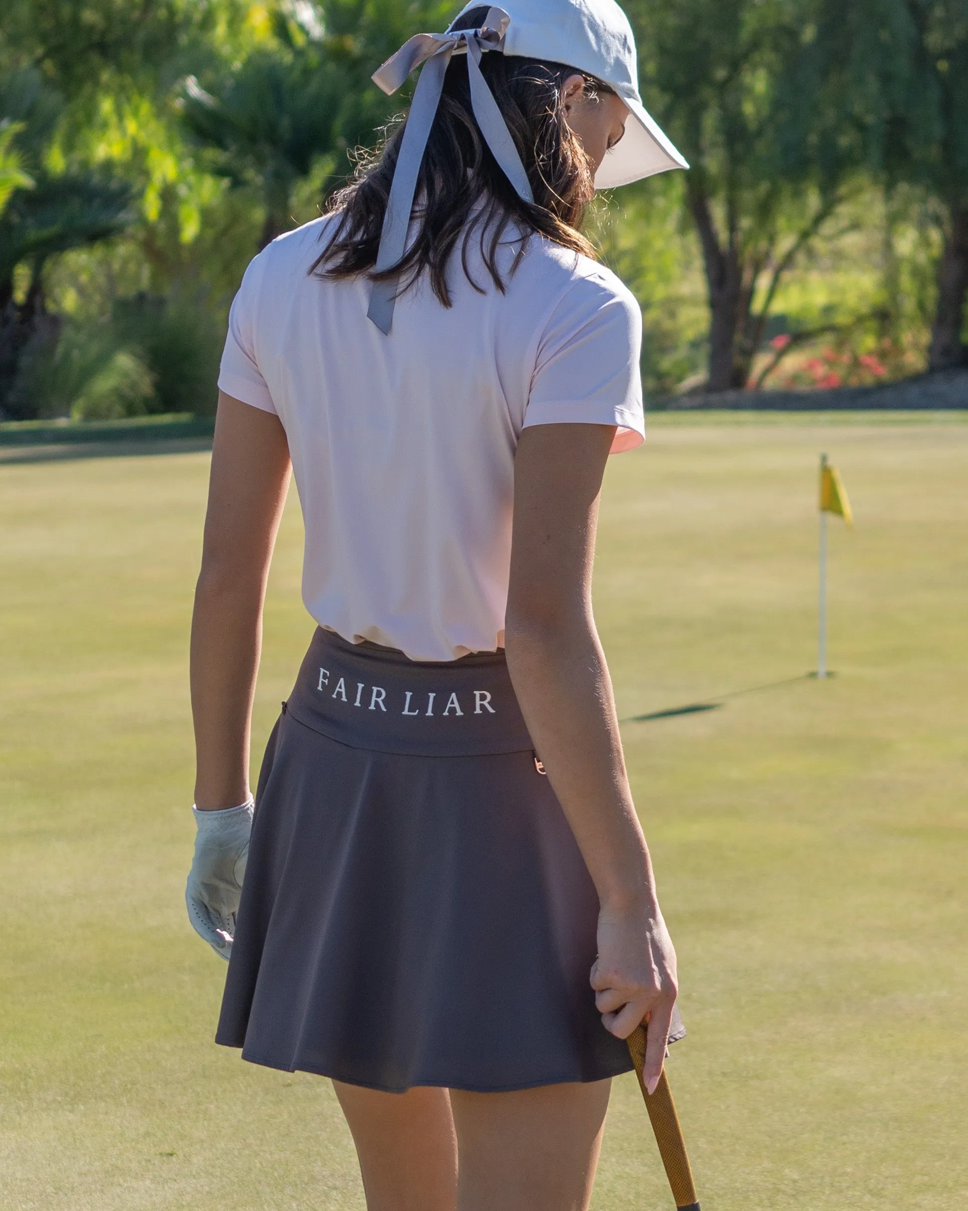 High waist jersey flared skirt - Brown Effortless Feel Smart Texture