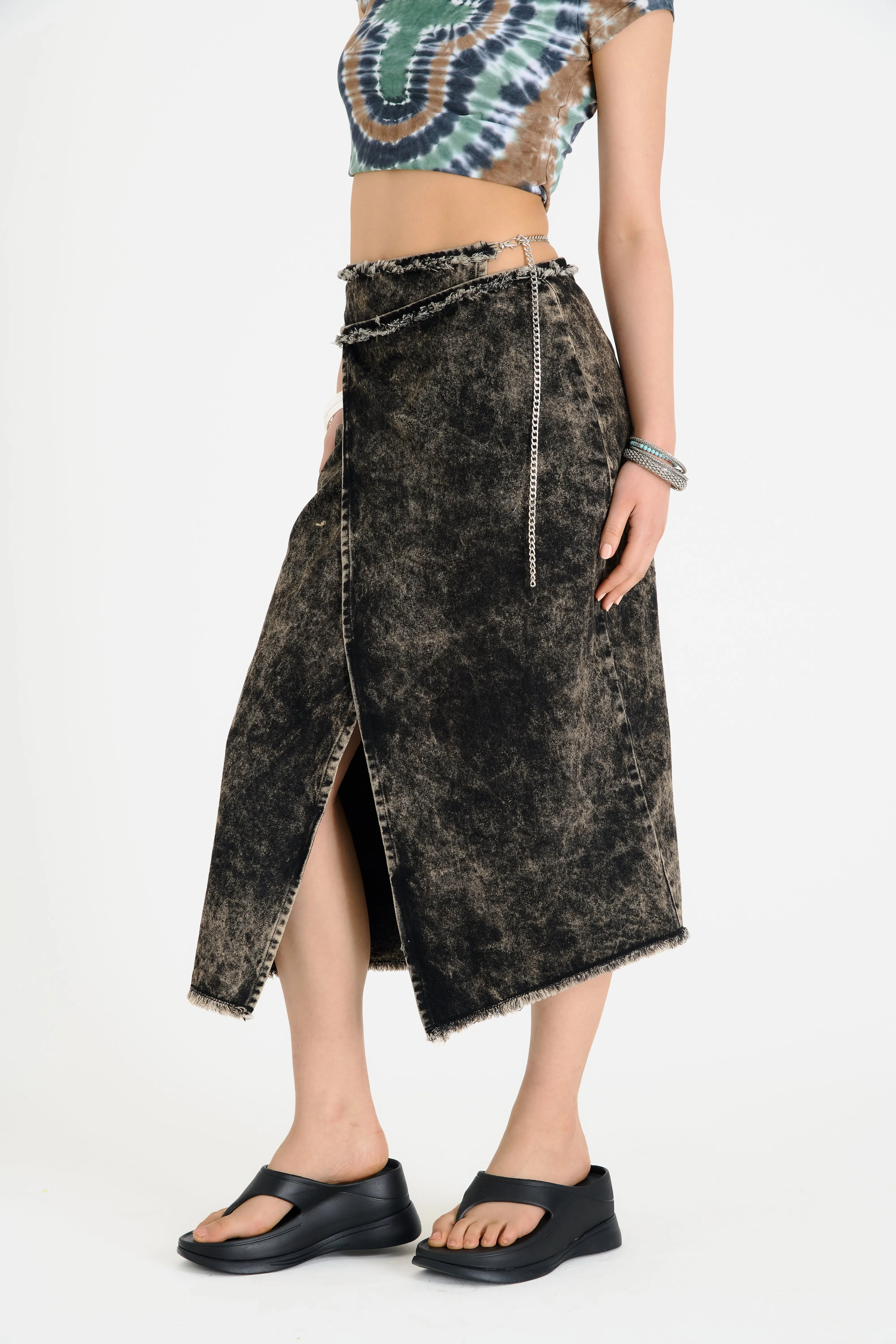 Secure Closure natural fiber Rune Denim Maxi Skirt
