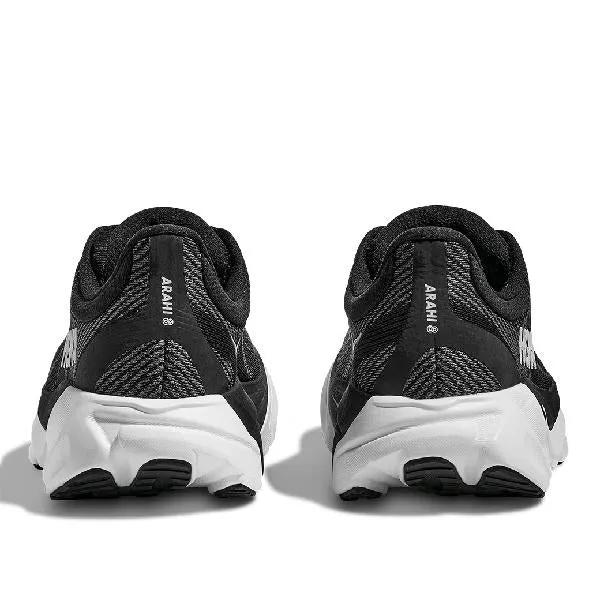 Womens Hoka Arahi 8 Wide in Black/White Silicone Heel Grip Converse Chuck Taylor