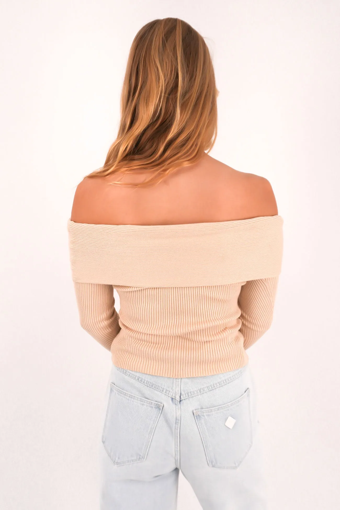 Sabine Off Shoulder Knit Natural Vegan Mood