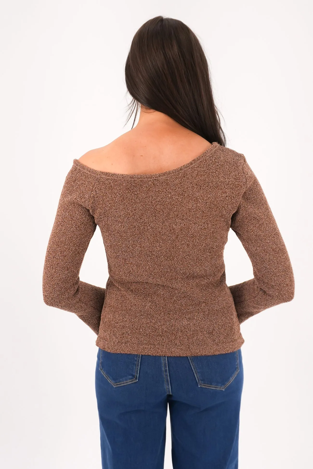 AntiSlip Grip Nature Glow Saffi Knit Long Sleeve Top Chocolate