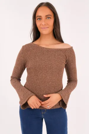 AntiPilling Surface Saffi Knit Long Sleeve Top Chocolate