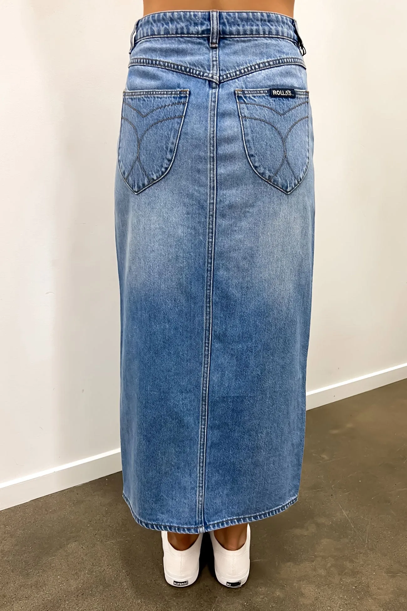 Velvet Finish Sailor Skirt Mid Vintage Blue