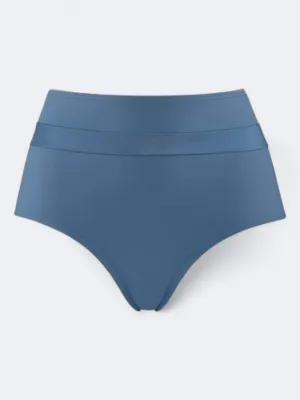 Women's Plain Back-Tie Bikini Bottom,Aqua Ultra Fine Mesh Insert