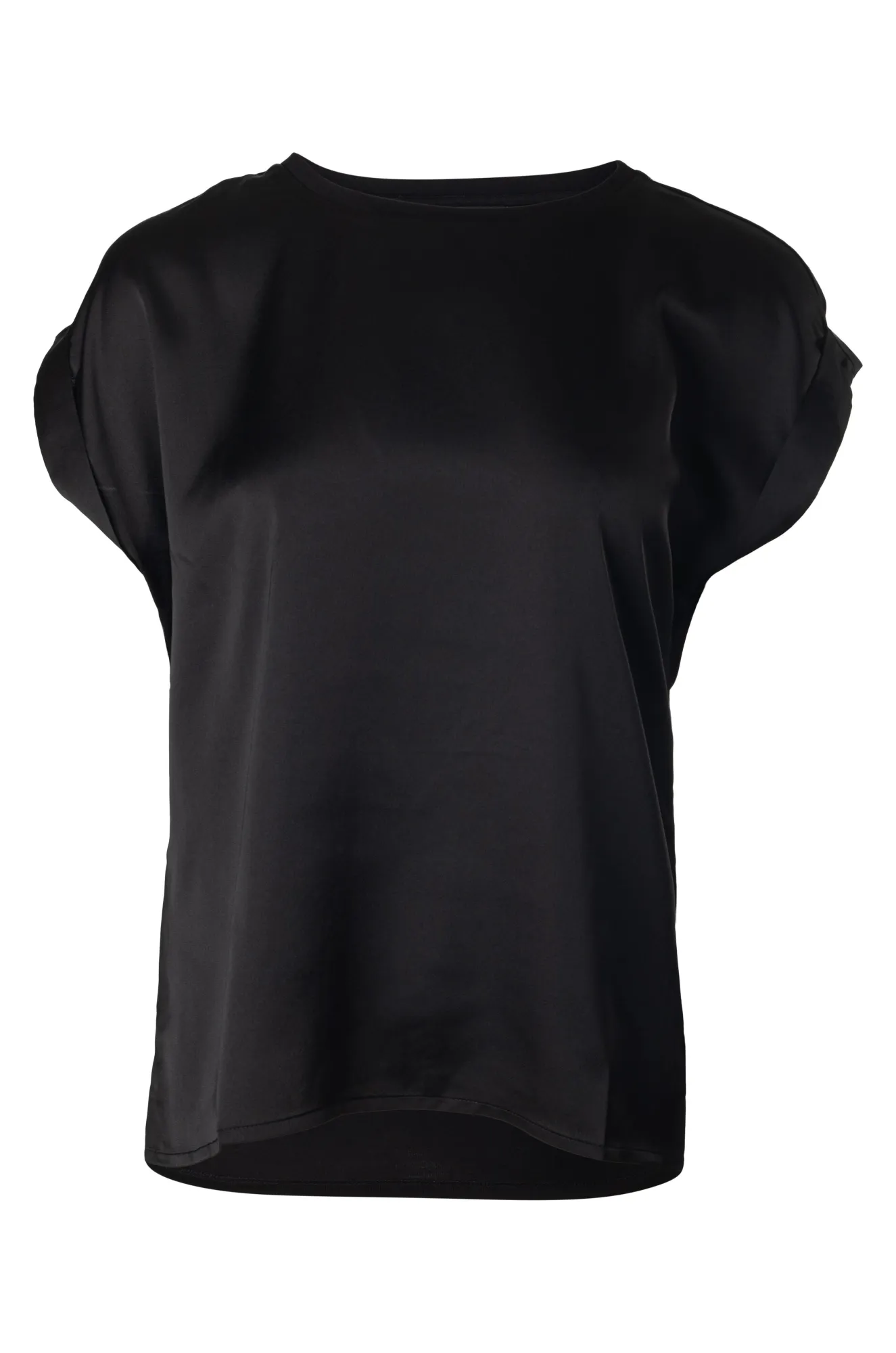 MatteFinishTexture Comfortable Sweater Satin Mix Top with knit back | Black | 4512A1