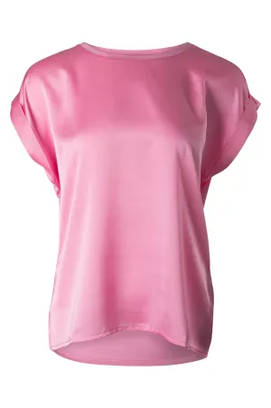 Silver Glow Active Ease Satin Mix Top with knit back | PETAL | 4512A1