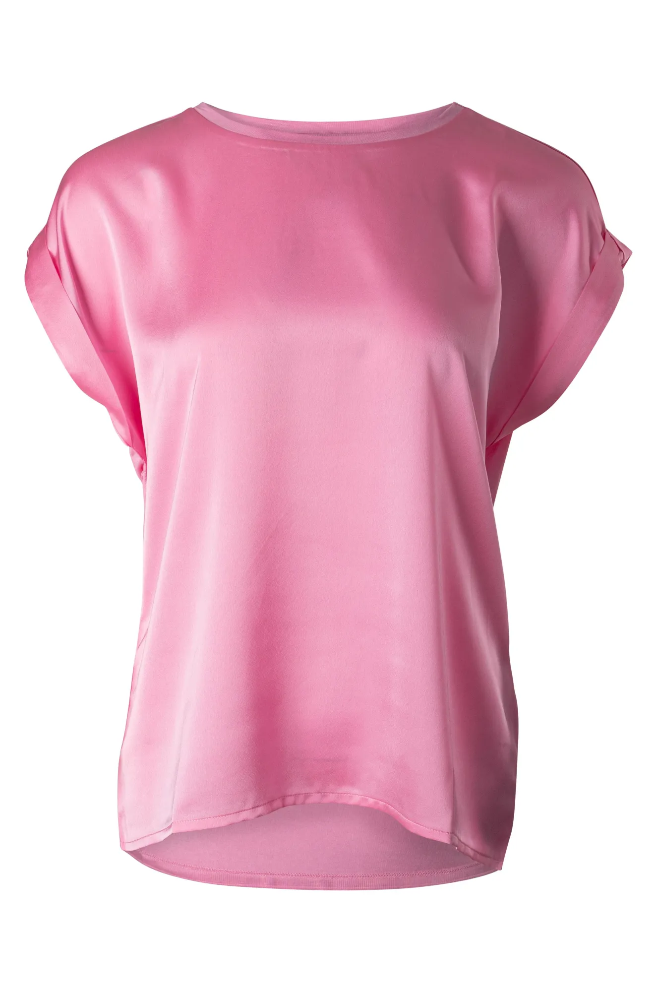 Silver Glow Active Ease Satin Mix Top with knit back | PETAL | 4512A1