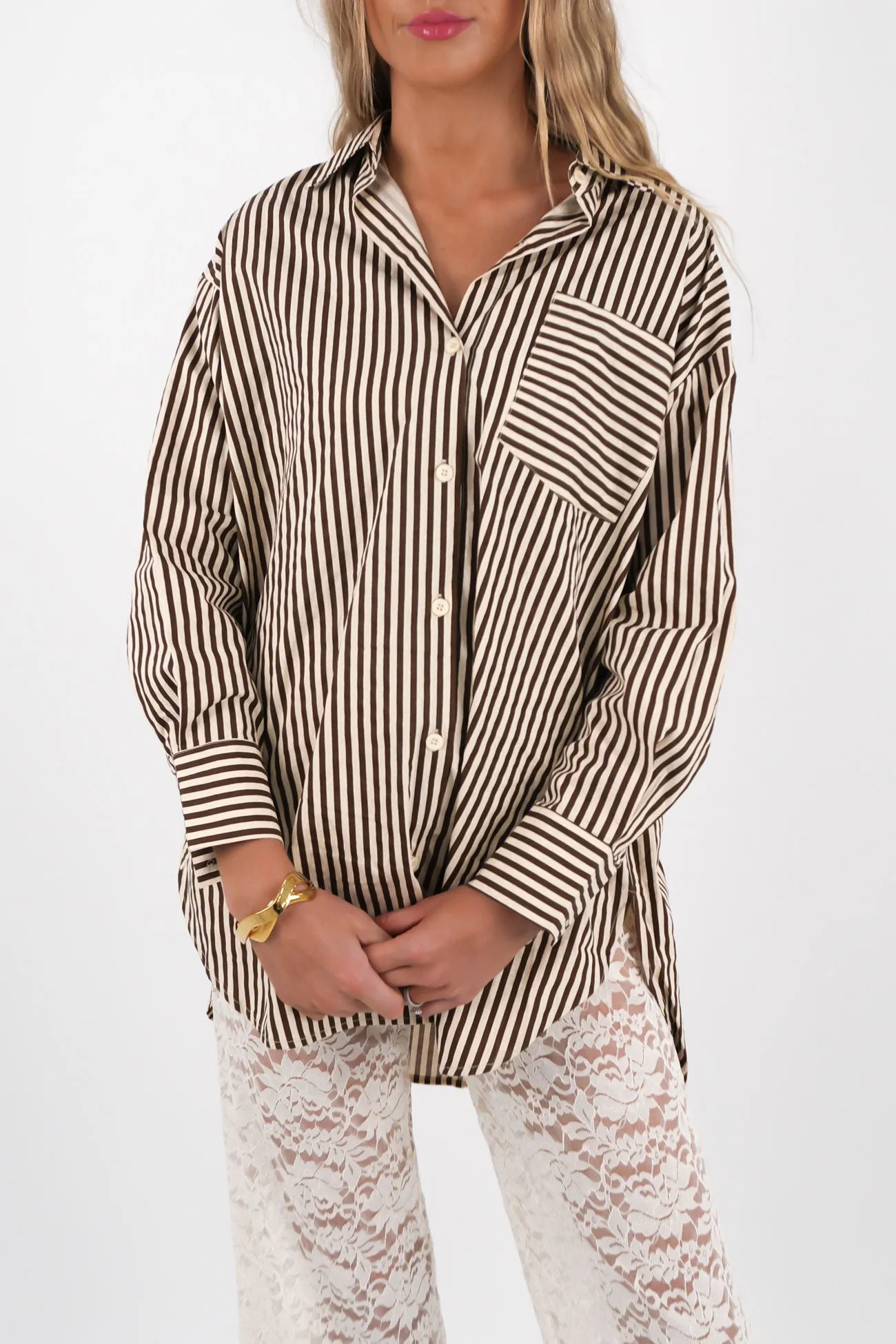 Savannah Shirt Brown High Density Cotton