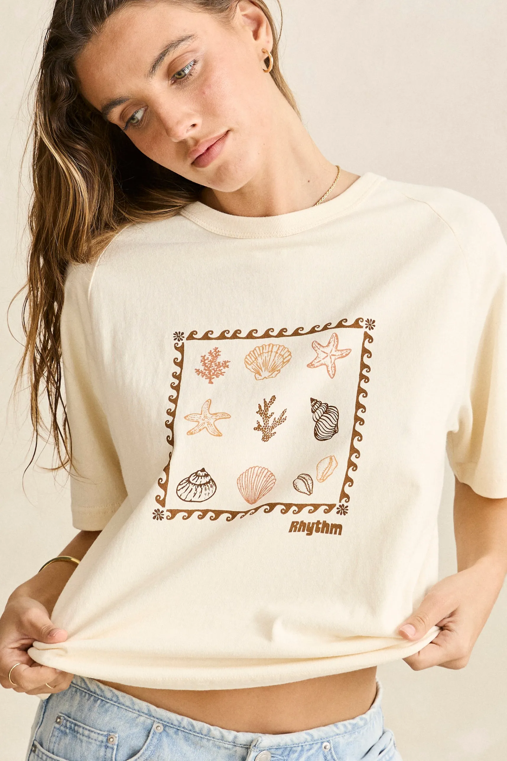 Scoop neck Sea Ranch Shell Tee Vintage White