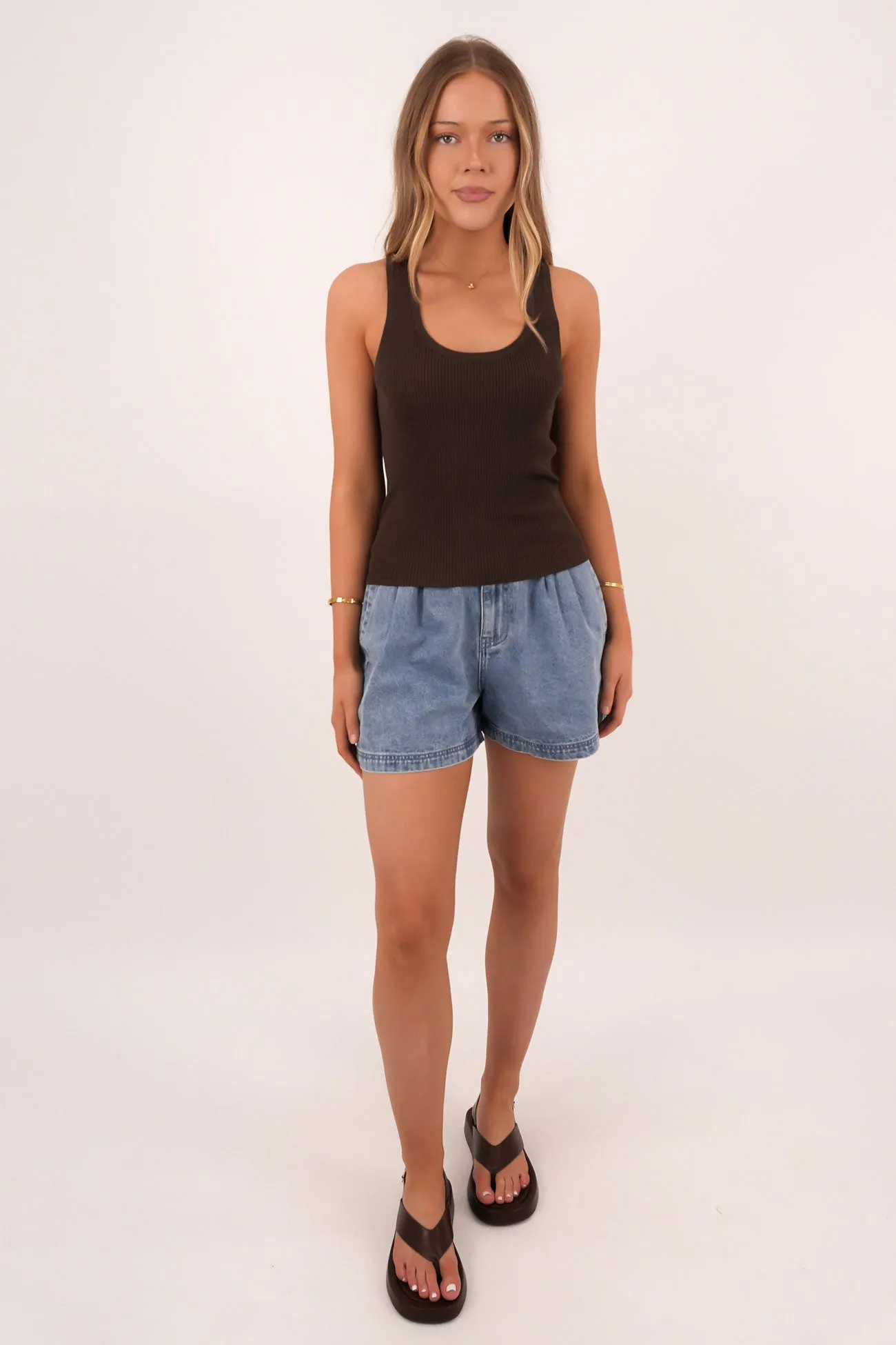 Jonni Tank Brown Sheer Fit Relaxed Fit