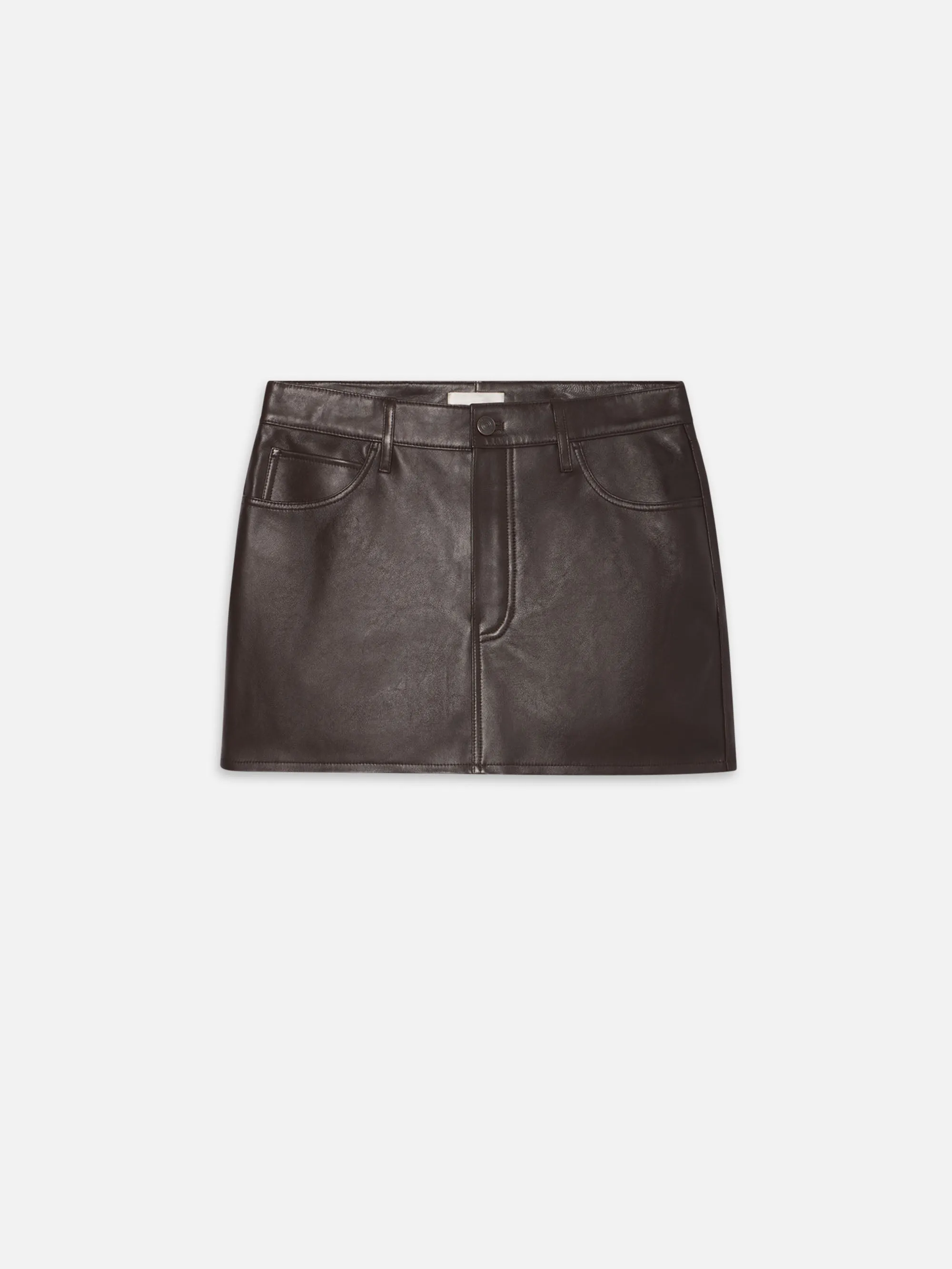The Leather Mini Skirt -- Dark Brown Spark Mood SnagResistant Weave