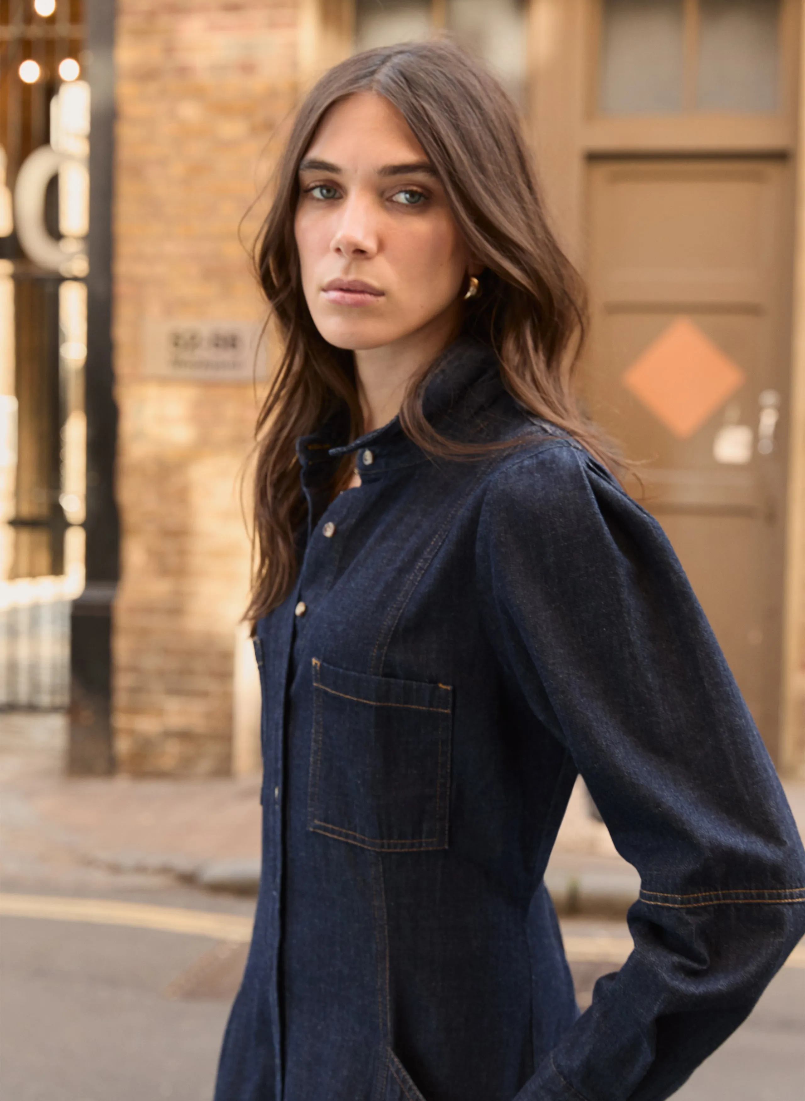 Sustainable-Lining Channing Organic Denim Midi Dress