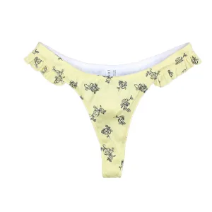 Quick Dry Technology Women's Floral V-Style Bikini Bottom,Yellow