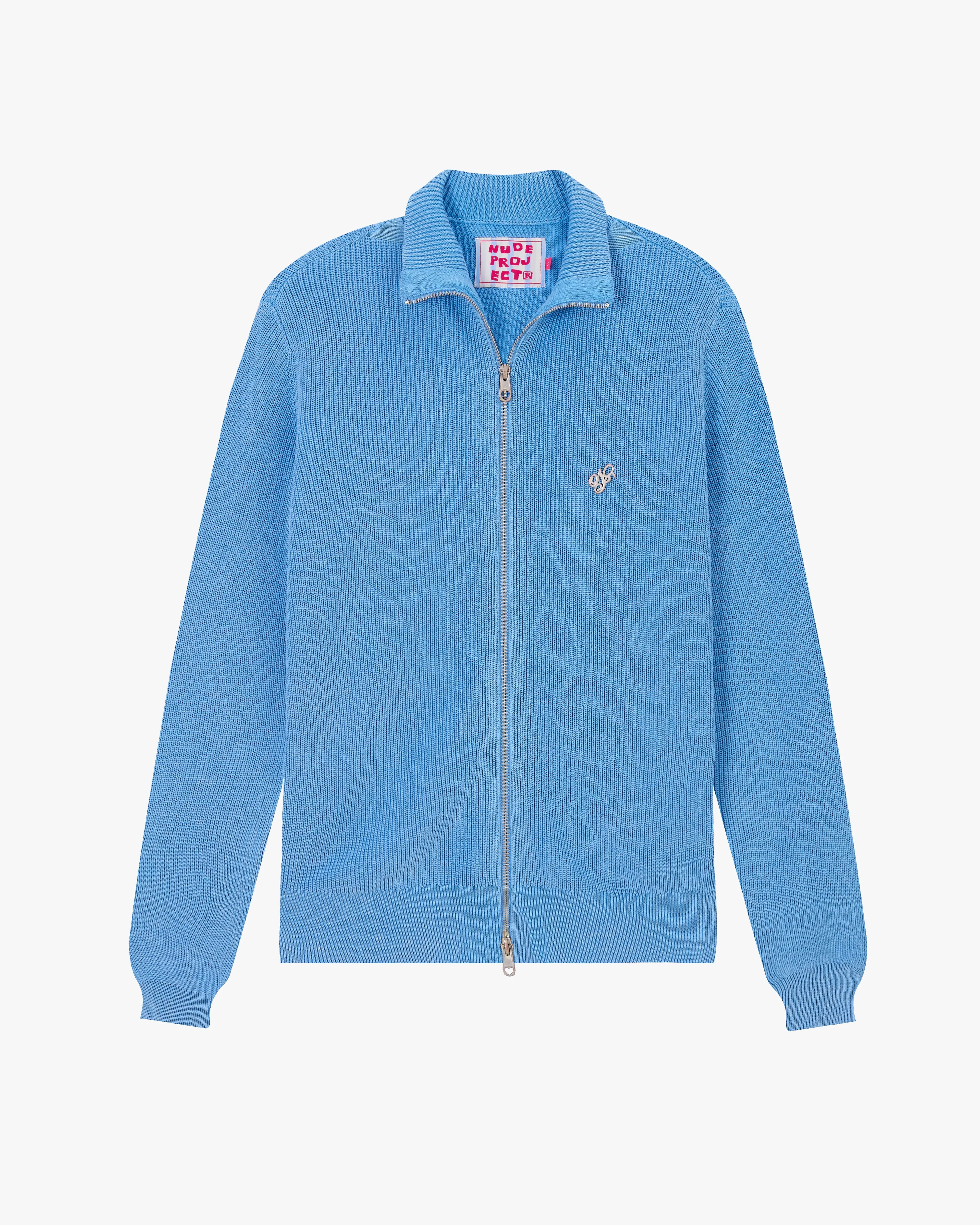 Shady Zip-Up Knit Cardigan Blue Lightweight Form