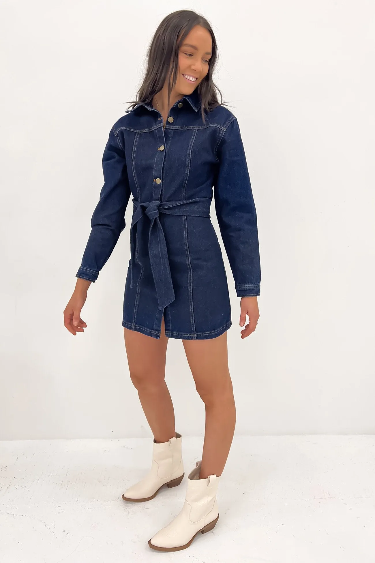 Shannon Denim Mini Dress Blue Versatile sundress