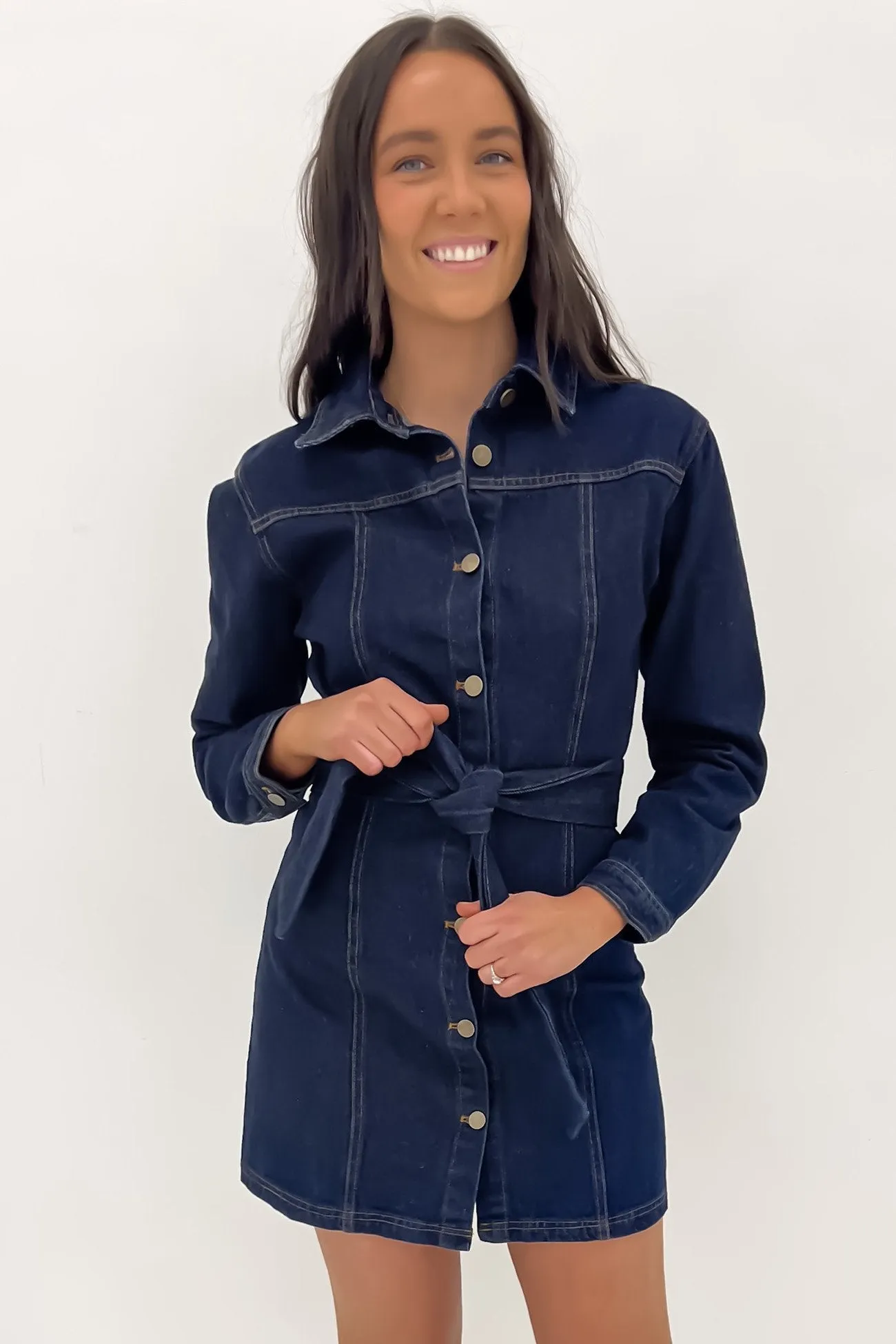 Shannon Denim Mini Dress Blue Calm Beauty