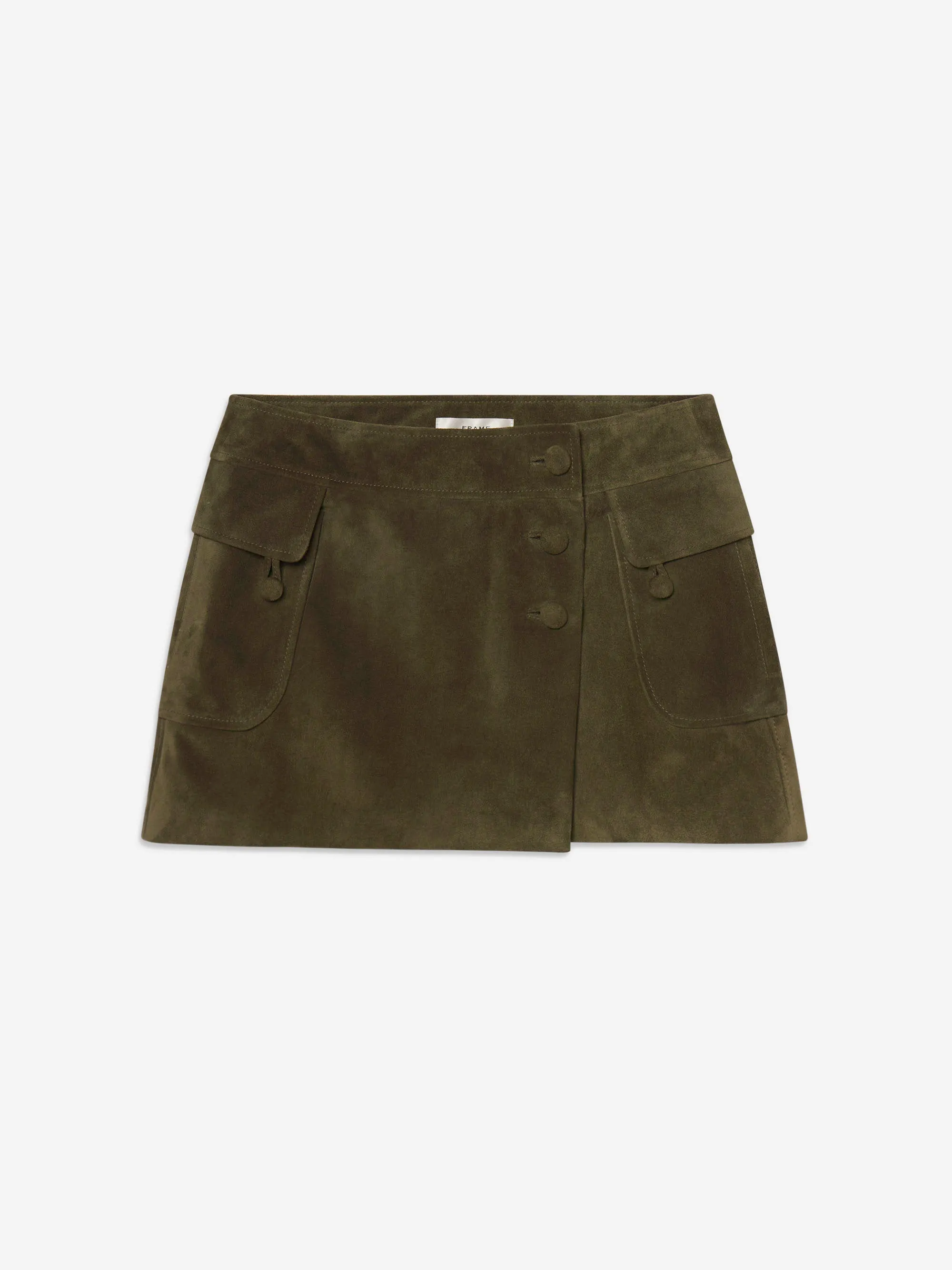 Shoot Mood Warm Fit The Suede Cargo Mini Skirt -- Cypress