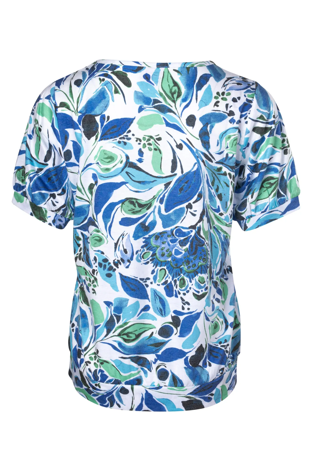 Trendy Design Easy Wear V neck Top with hem band | Royal Water Garden | 7203A1