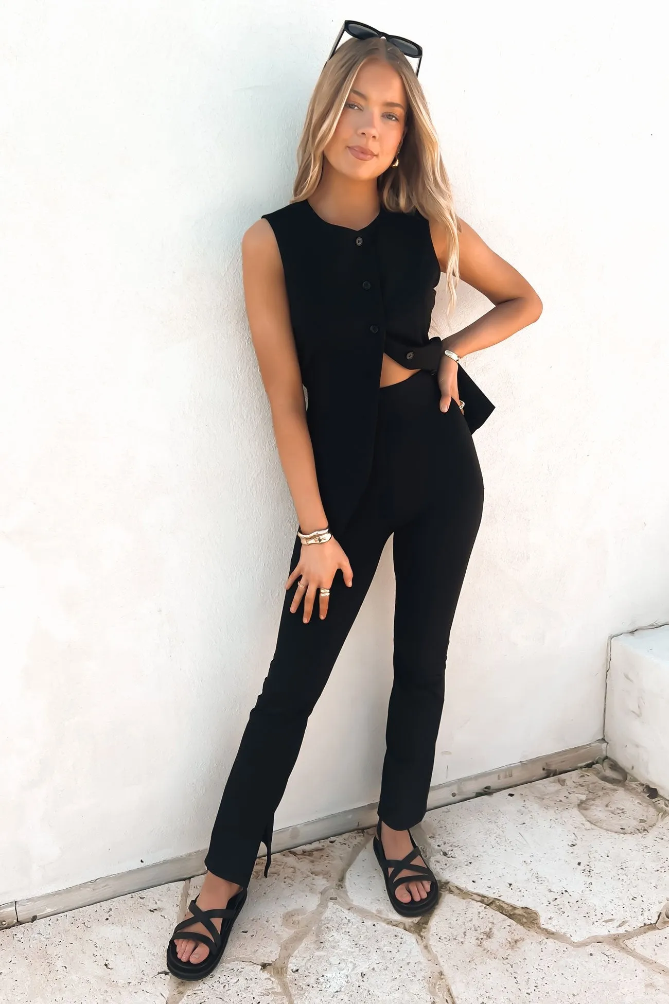 Lucas Vest Black Cozy Layers Statement Wear