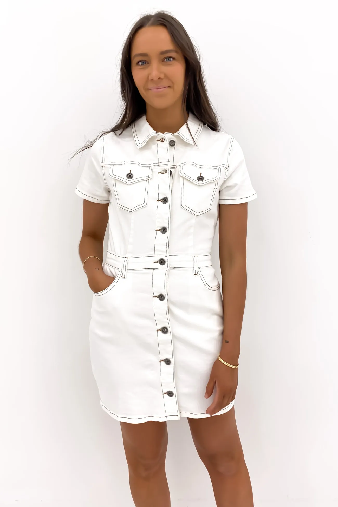 Shay Mini Dress Vintage White Layering Comfort