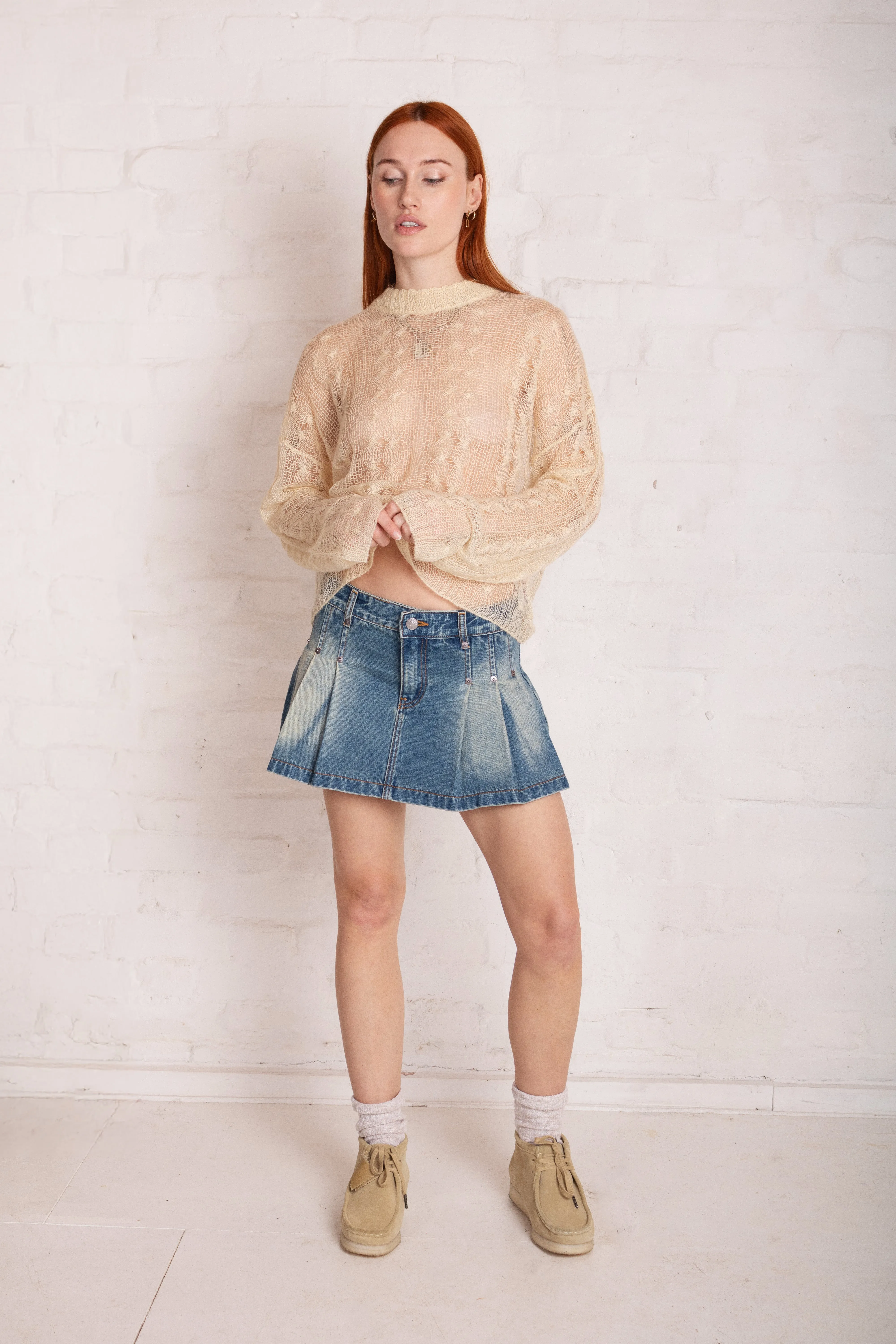 Supply Denim Mini Skirt Daily Essential Flared hem