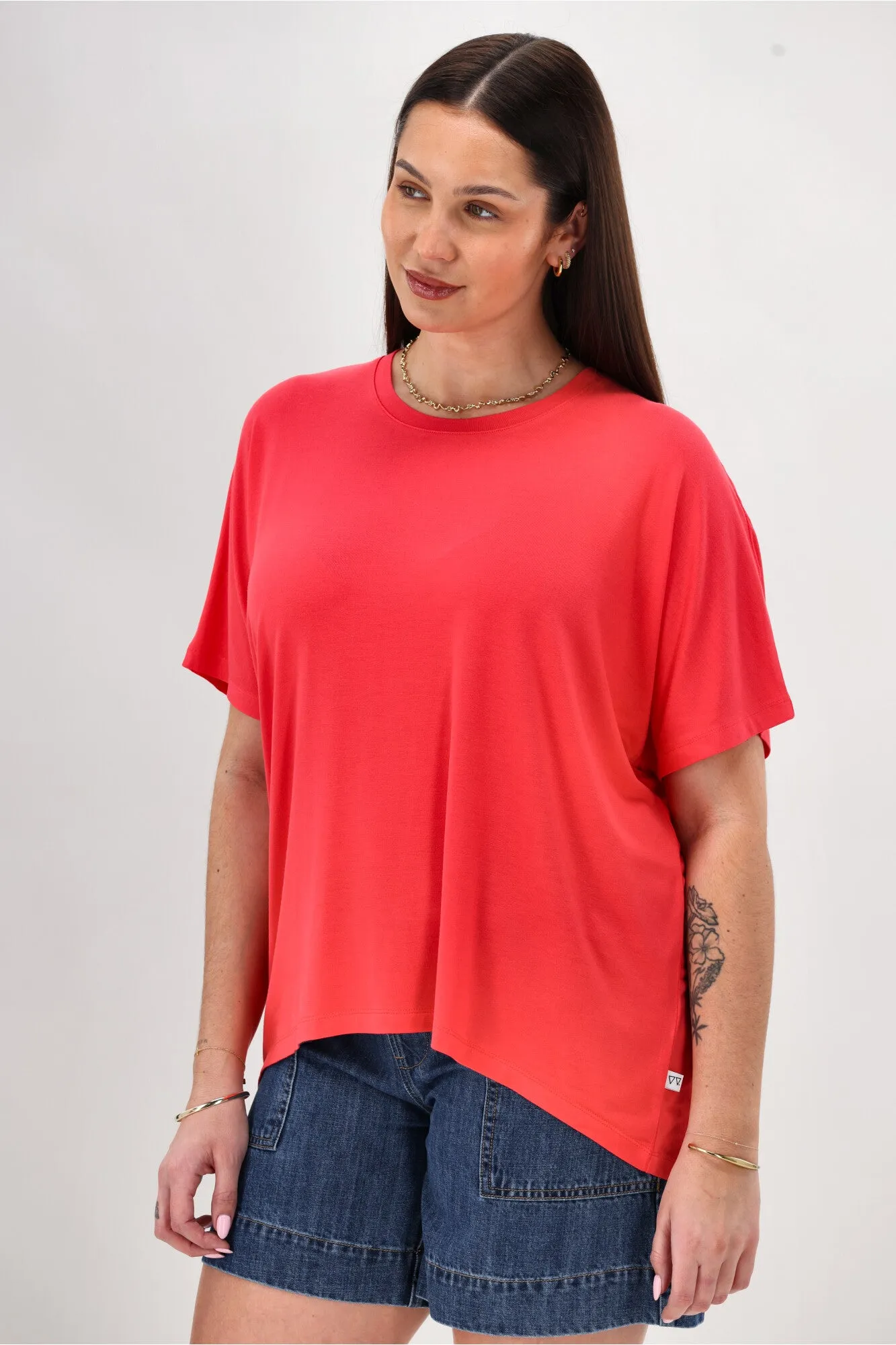 Fashion Comfort Effortless Fit Shine On Essential Comfort Tee Coral