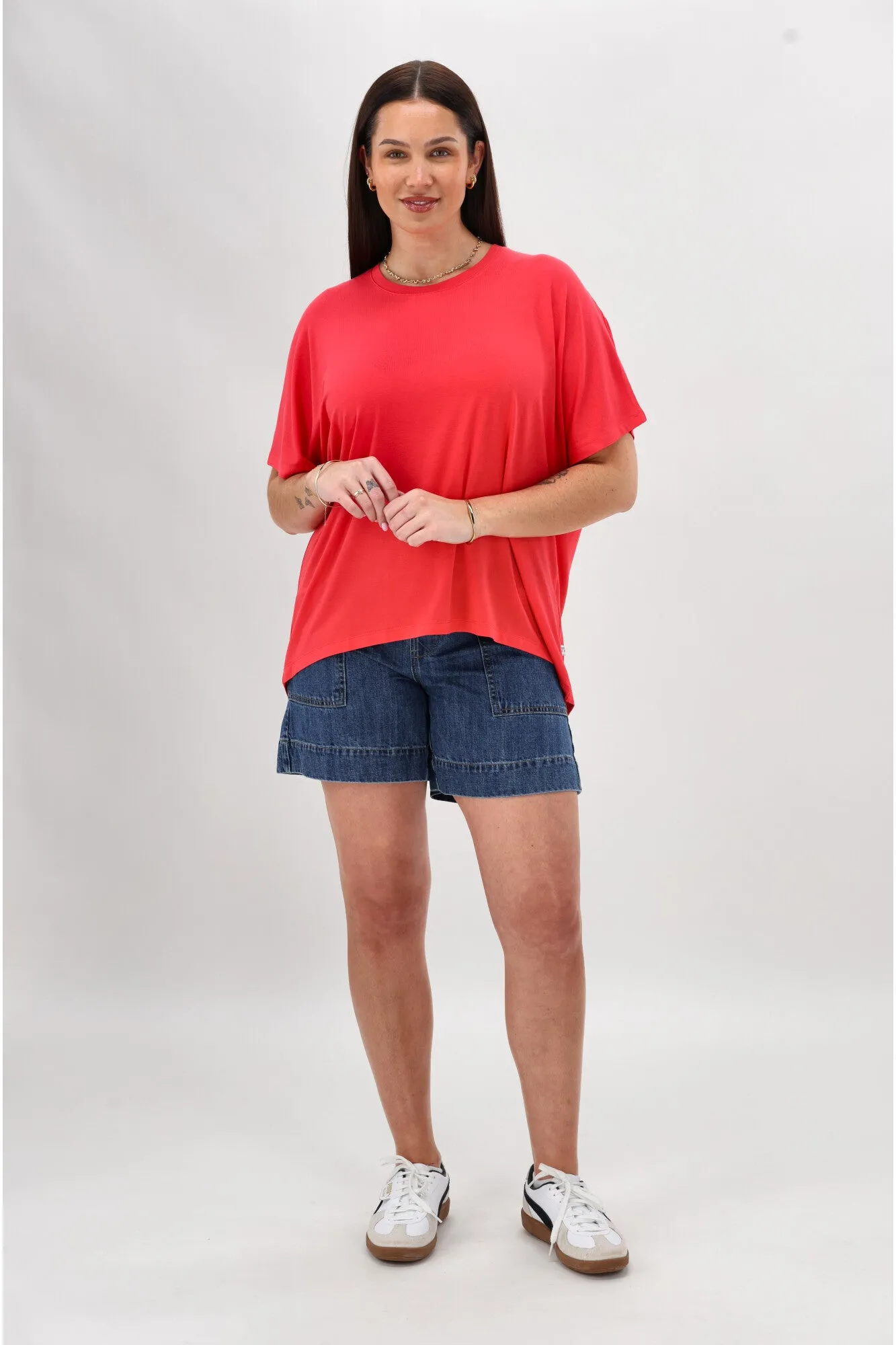 Casual Touch Shine On Essential Comfort Tee Coral
