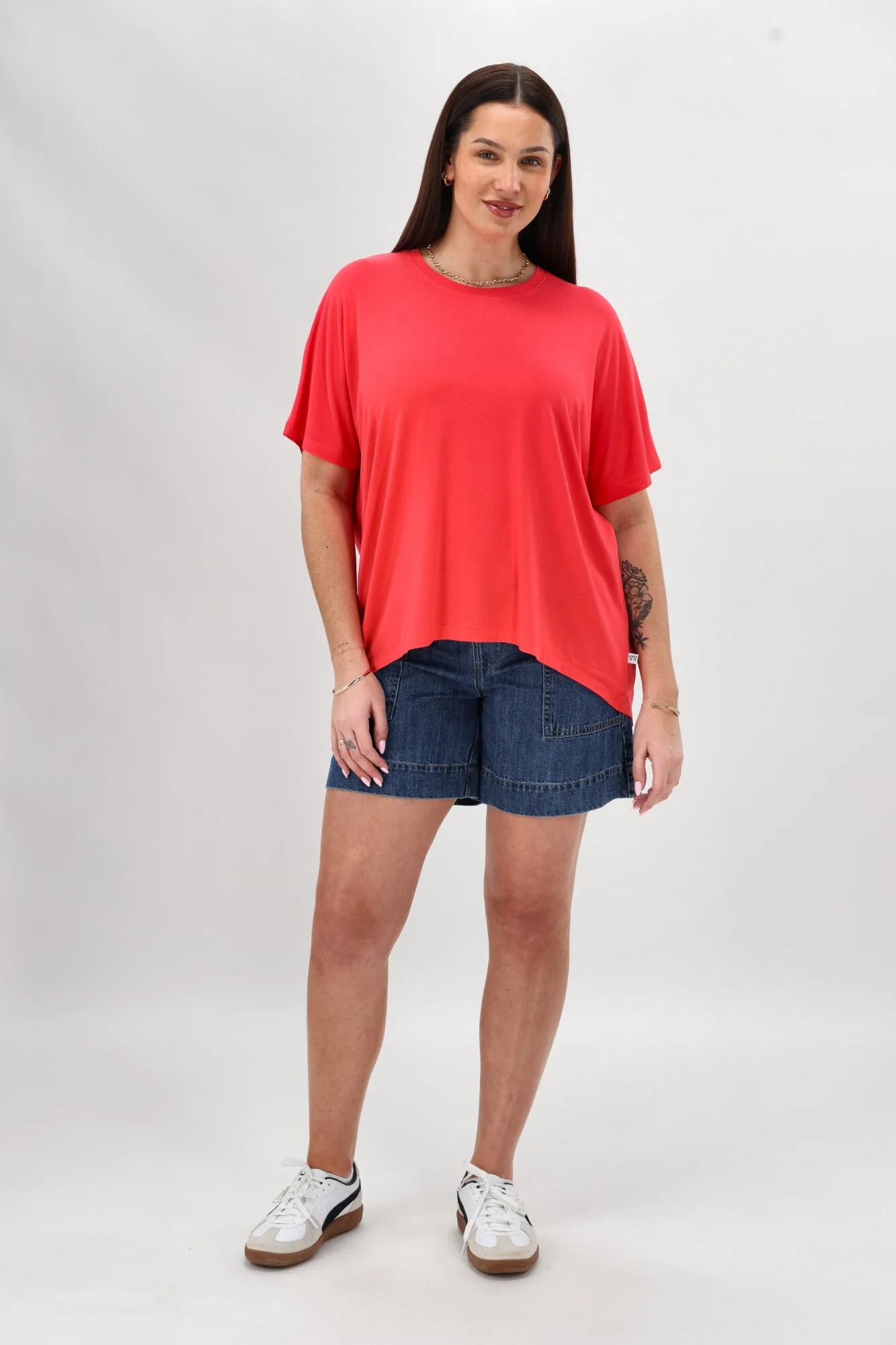 Modern Trend Look Shine On Essential Comfort Tee Coral