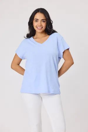 Shine On Essential Staple V Neck Tee Pale Blue Biodegradable Options