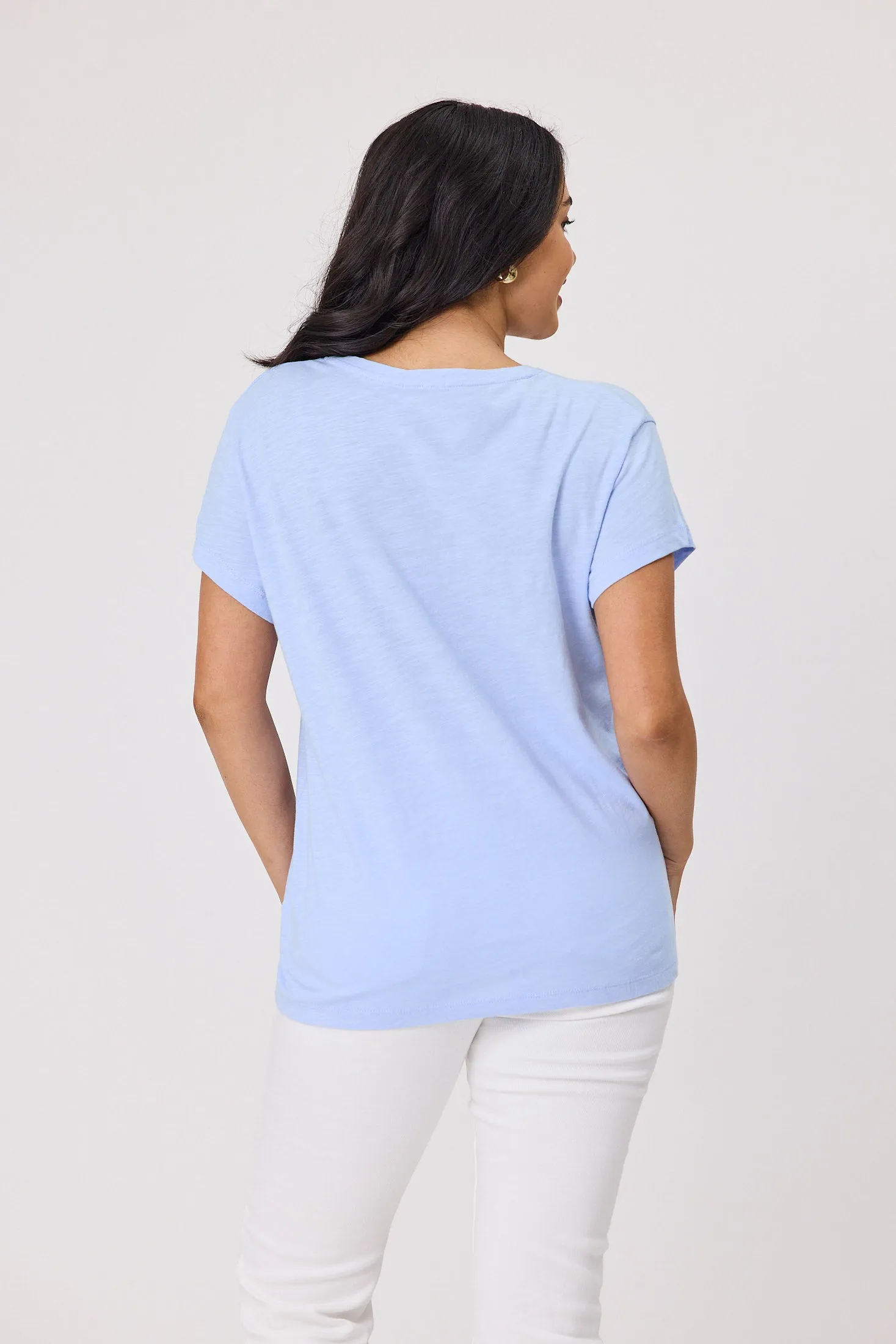 Shine On Essential Staple V Neck Tee Pale Blue Daily Style