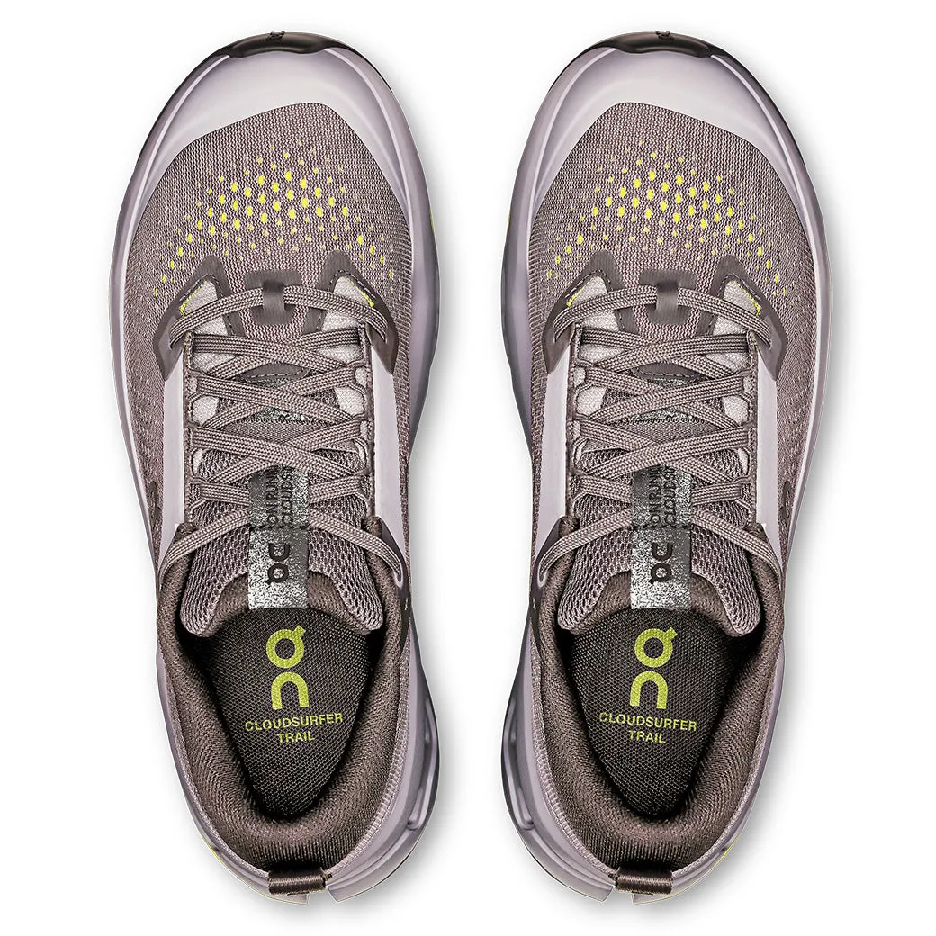 Womens On Running Cloudsurfer Trail 2 in Iron/Lilac quick - drying - technology shoes