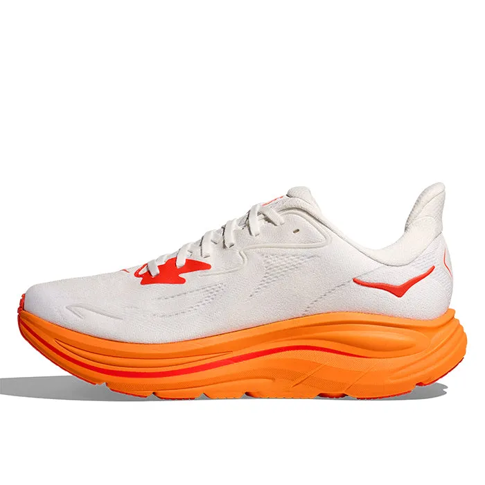 Womens Hoka Clifton 10 in Frost/Orange Zest Energy Rod System Ultimate support