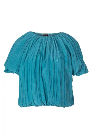 Short length Satin Crush Top | DEEP AQUA | 4641A1 Cozy clothing
