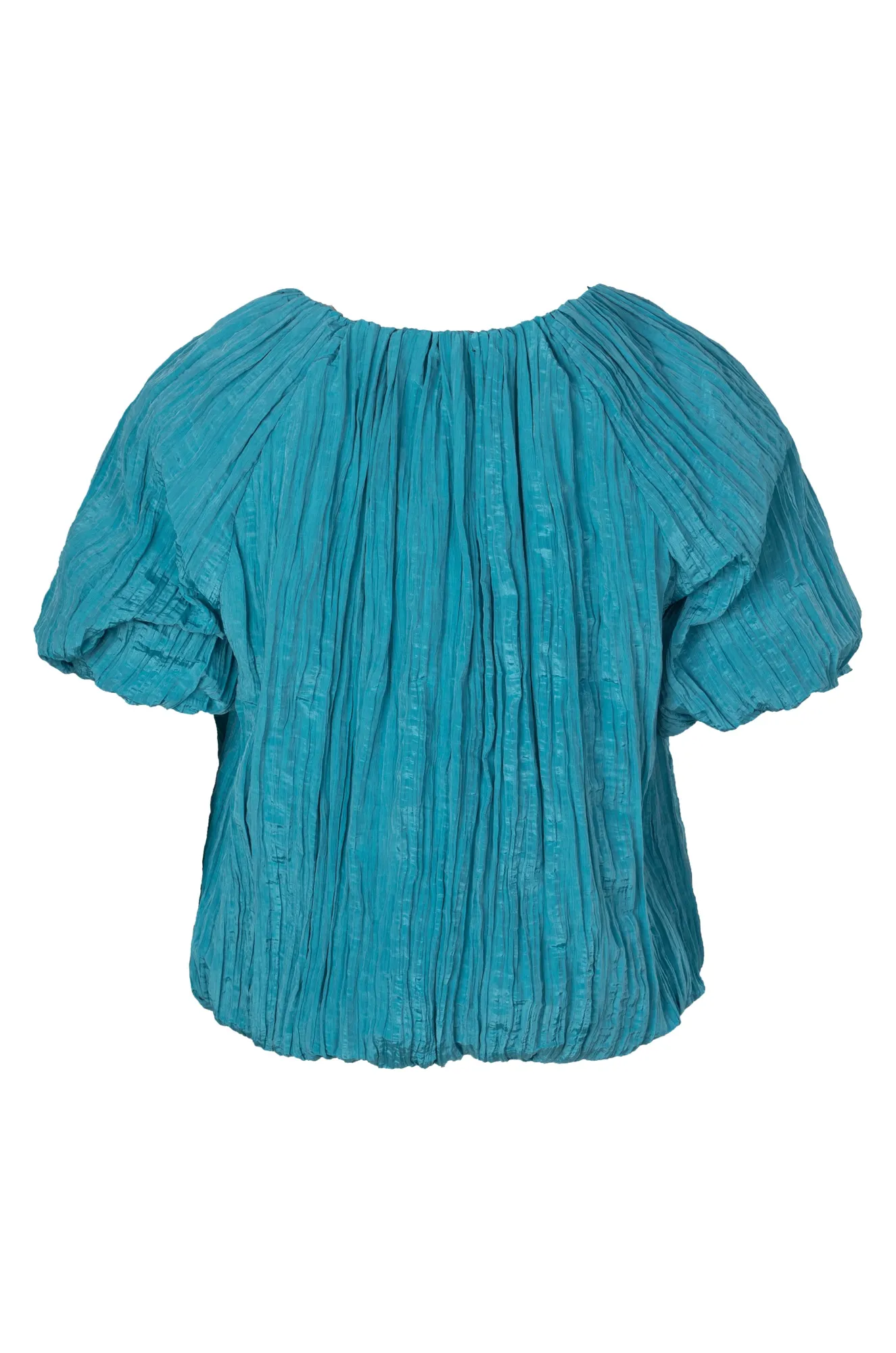 Short length Satin Crush Top | DEEP AQUA | 4641A1 Global Edge spring fresh