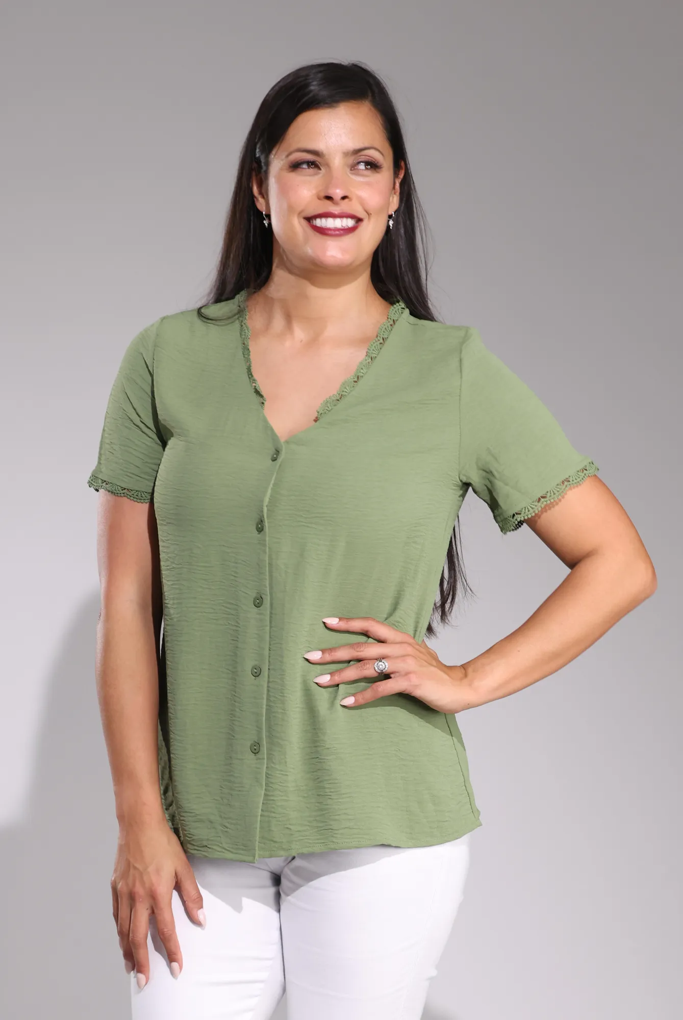 long sleeved Short Sleeve Blouse | PESTO | 7361C1