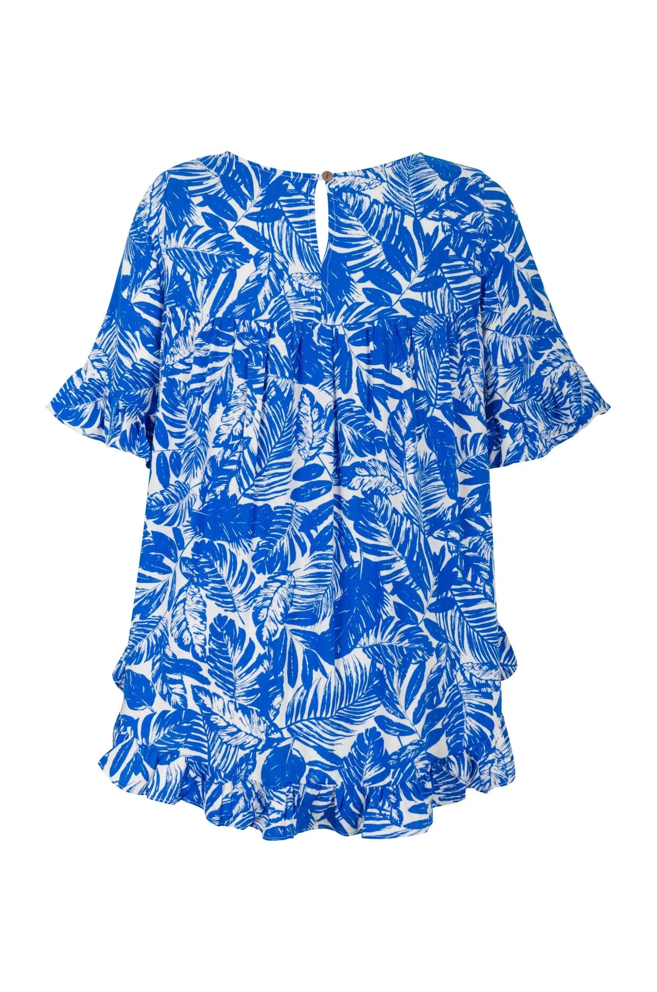 QuickDry Technology Daywear Style Viscose Top with ruffles | Marine White Jungle | 7331A1