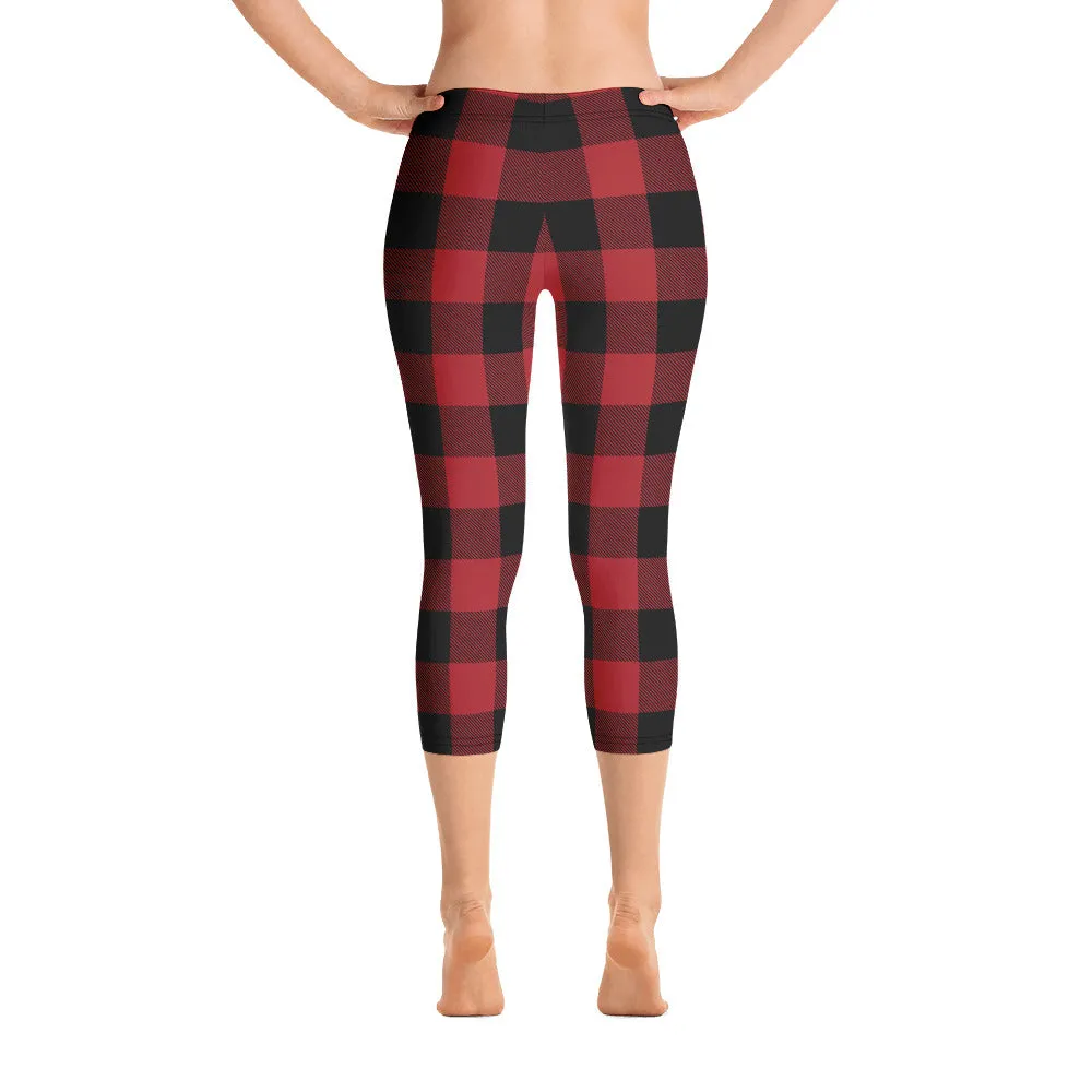 Lumberjack Red Women's Capri Leggings by ReadyGOLF Super Soft