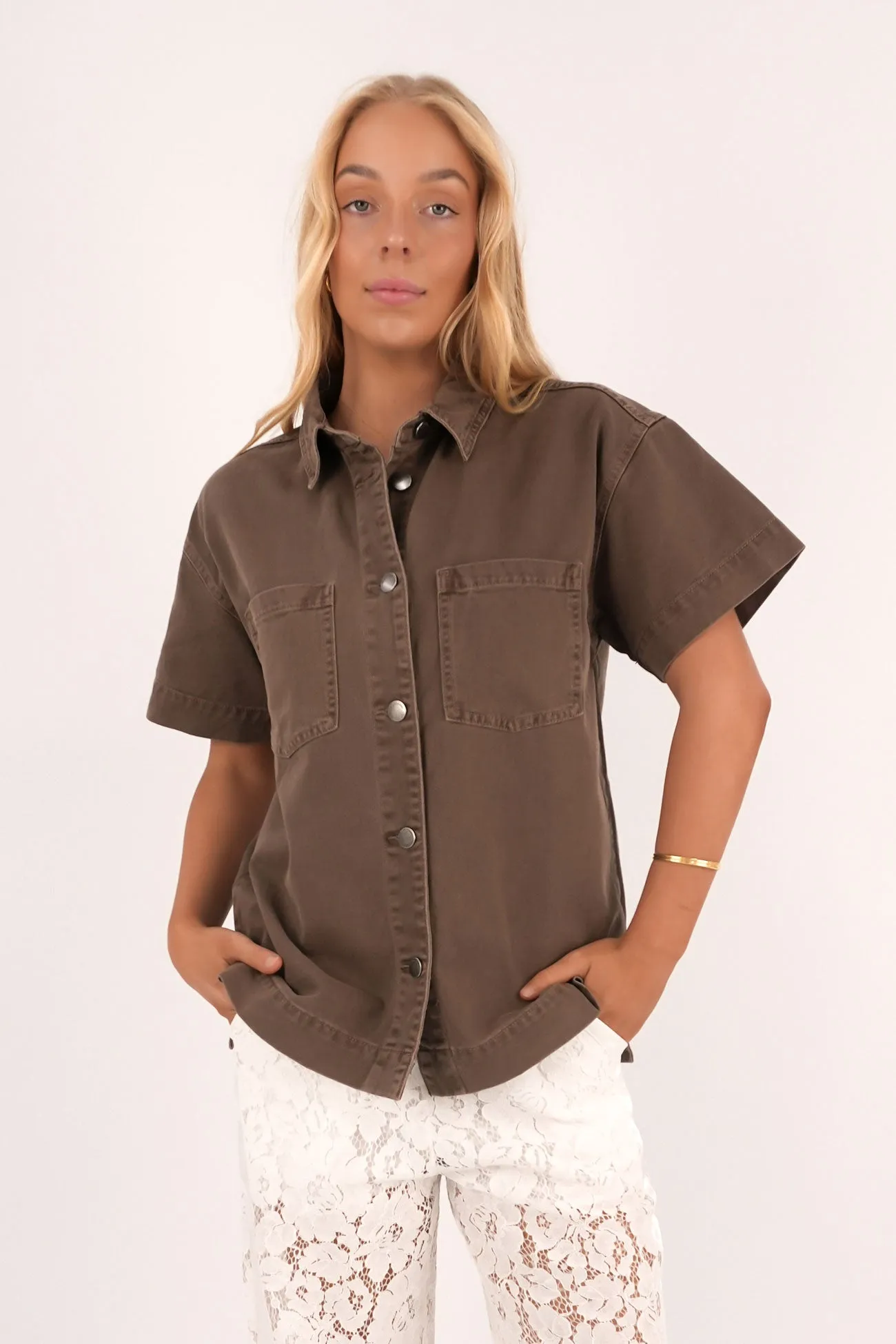 Simi Denim Shirt Cocoa stain resistant coating Comfy and Versatile