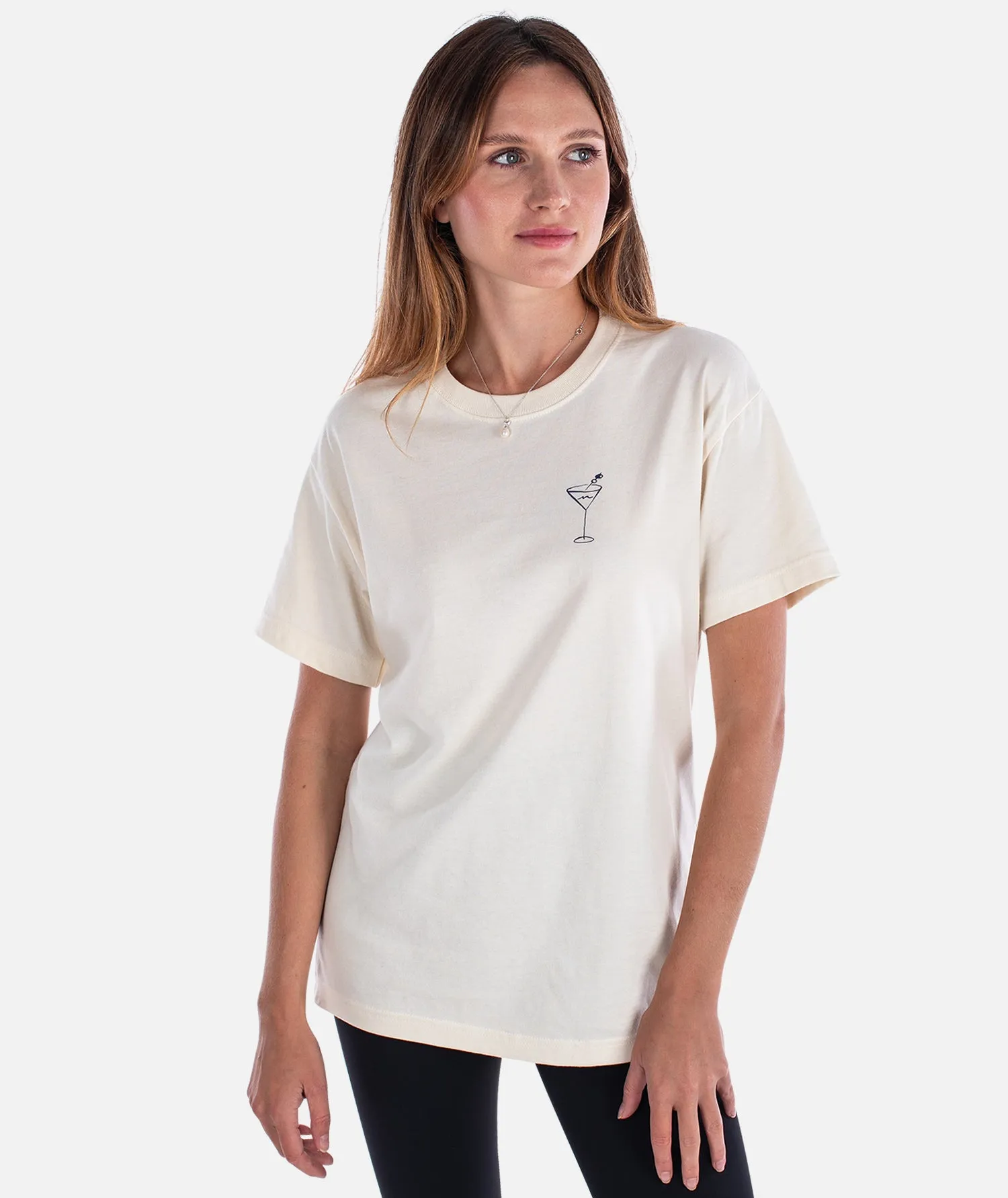V neck style Simple and Slow Tee - Natural