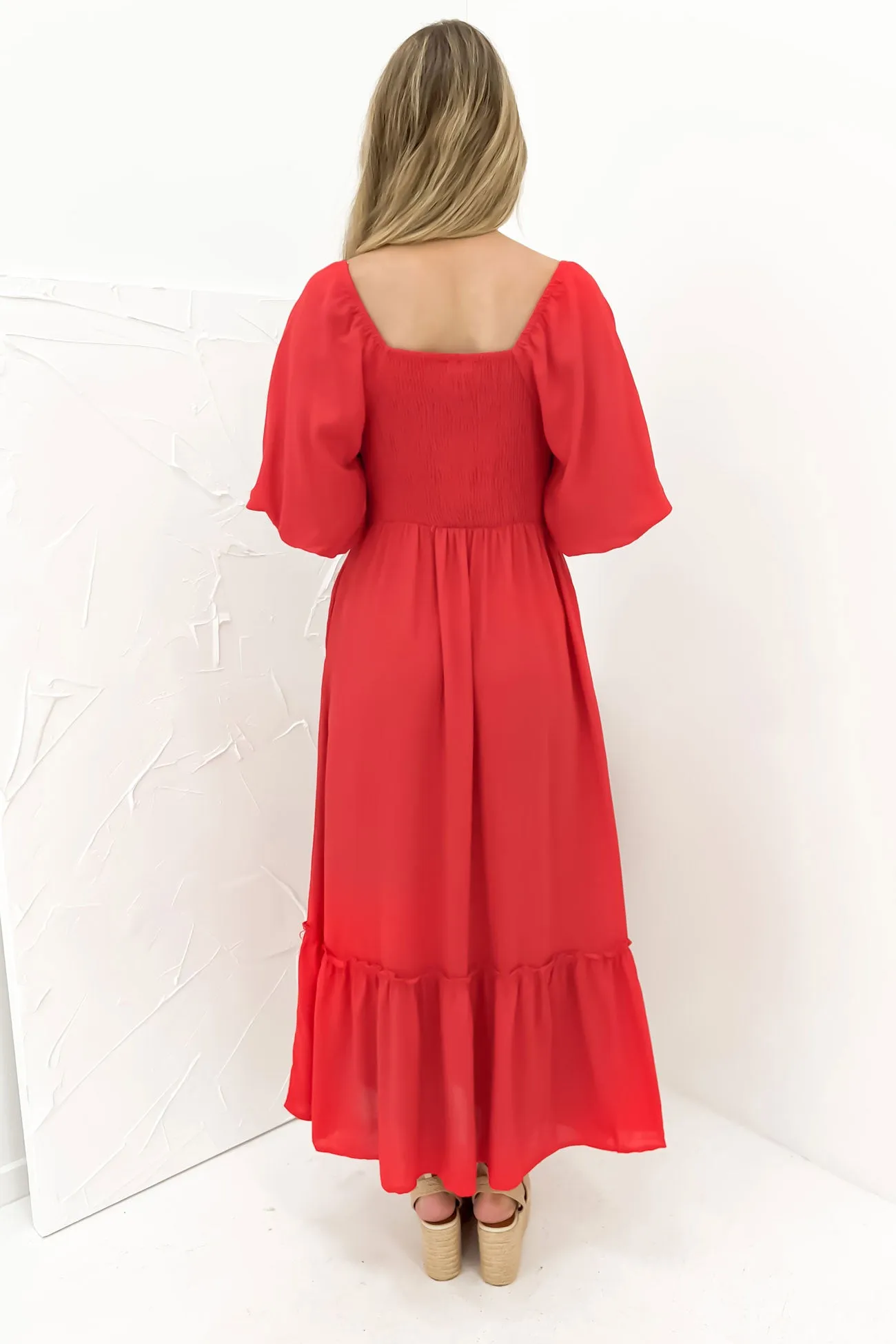Silky Drape Tayten Maxi Dress Red