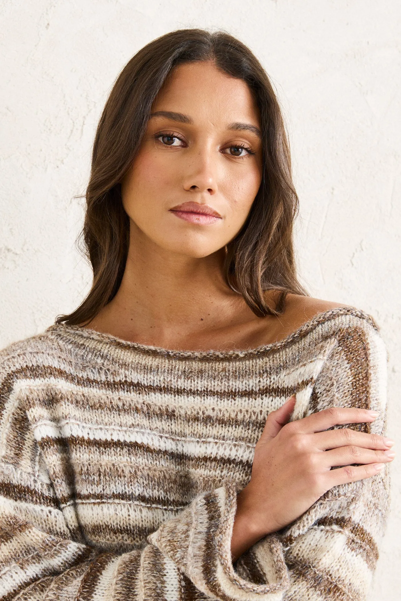 Simple Form Functional Drape Baklava Knit Sand