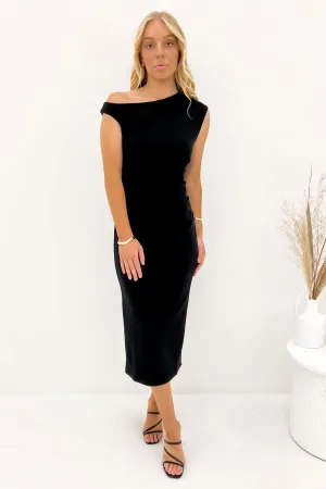 Soft Layering Understated Charm Sylvie Midi Dress Black