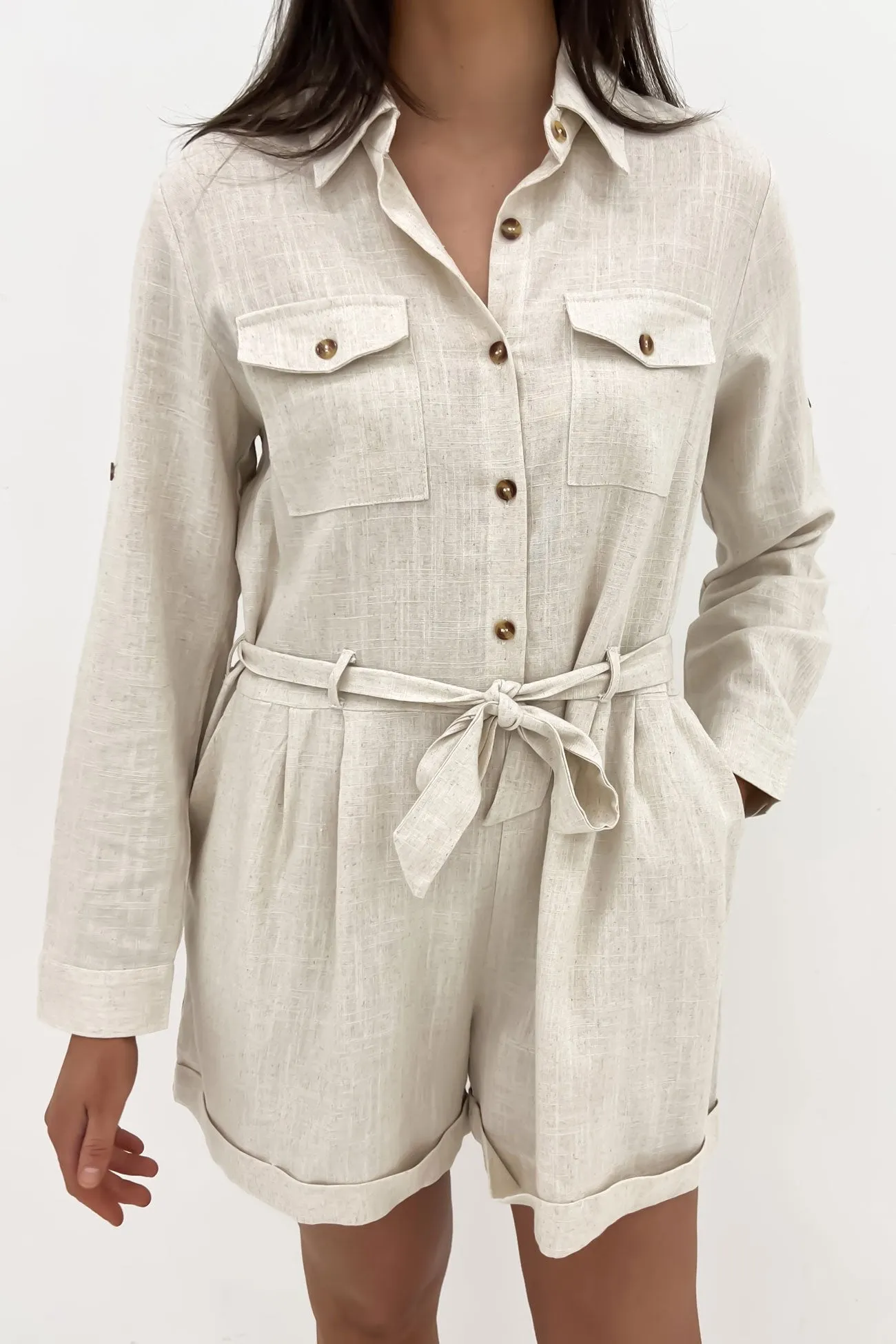 Wrenley Playsuit Beige Moon Cool Heart Soul