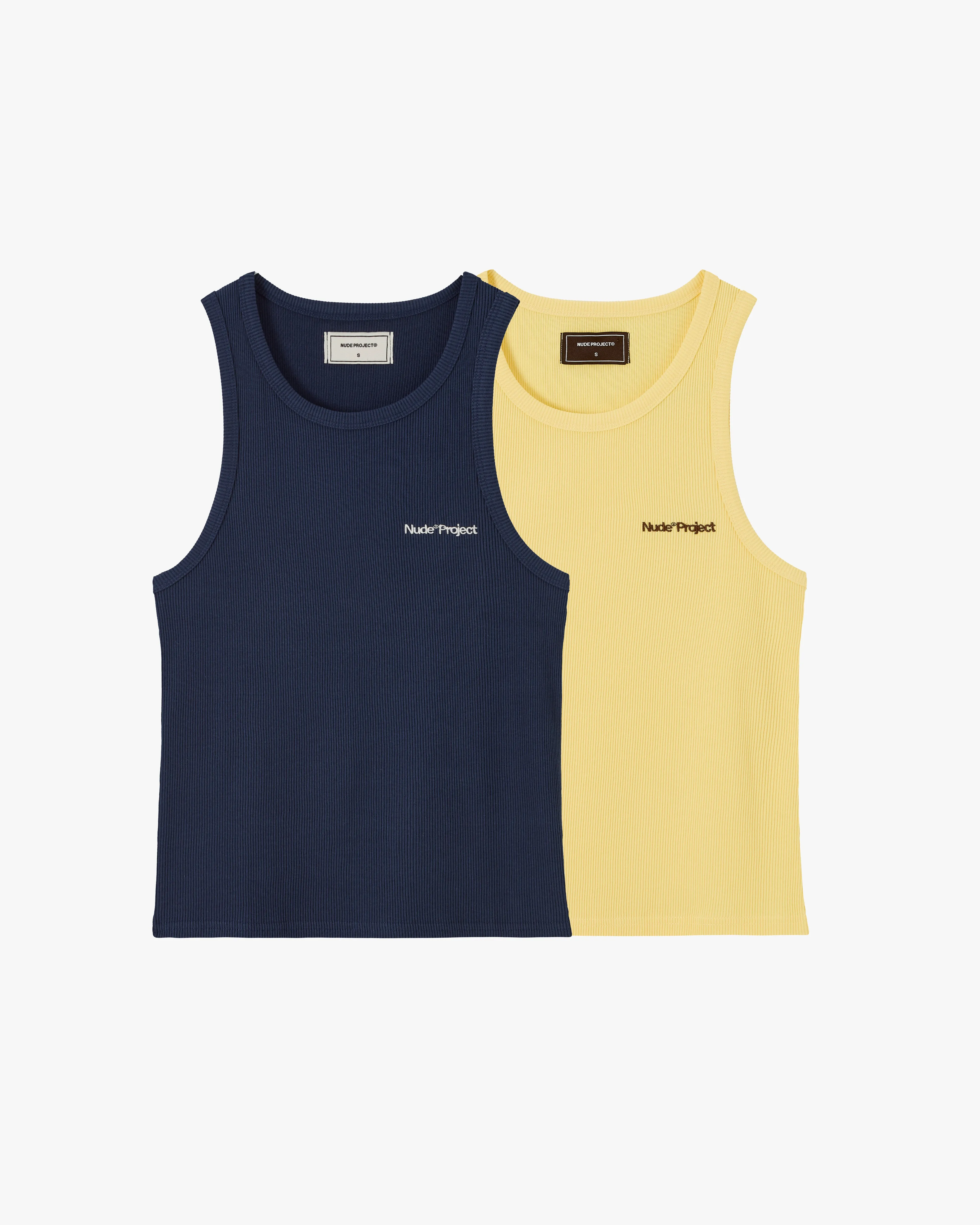 Basic Tank Top Navy/Yellow DoubleStitchedSeams Seasonal Style