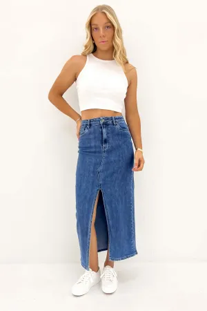 Casual Edge Comfort Mood Eva Comfort Maxi Skirt Mid Blue