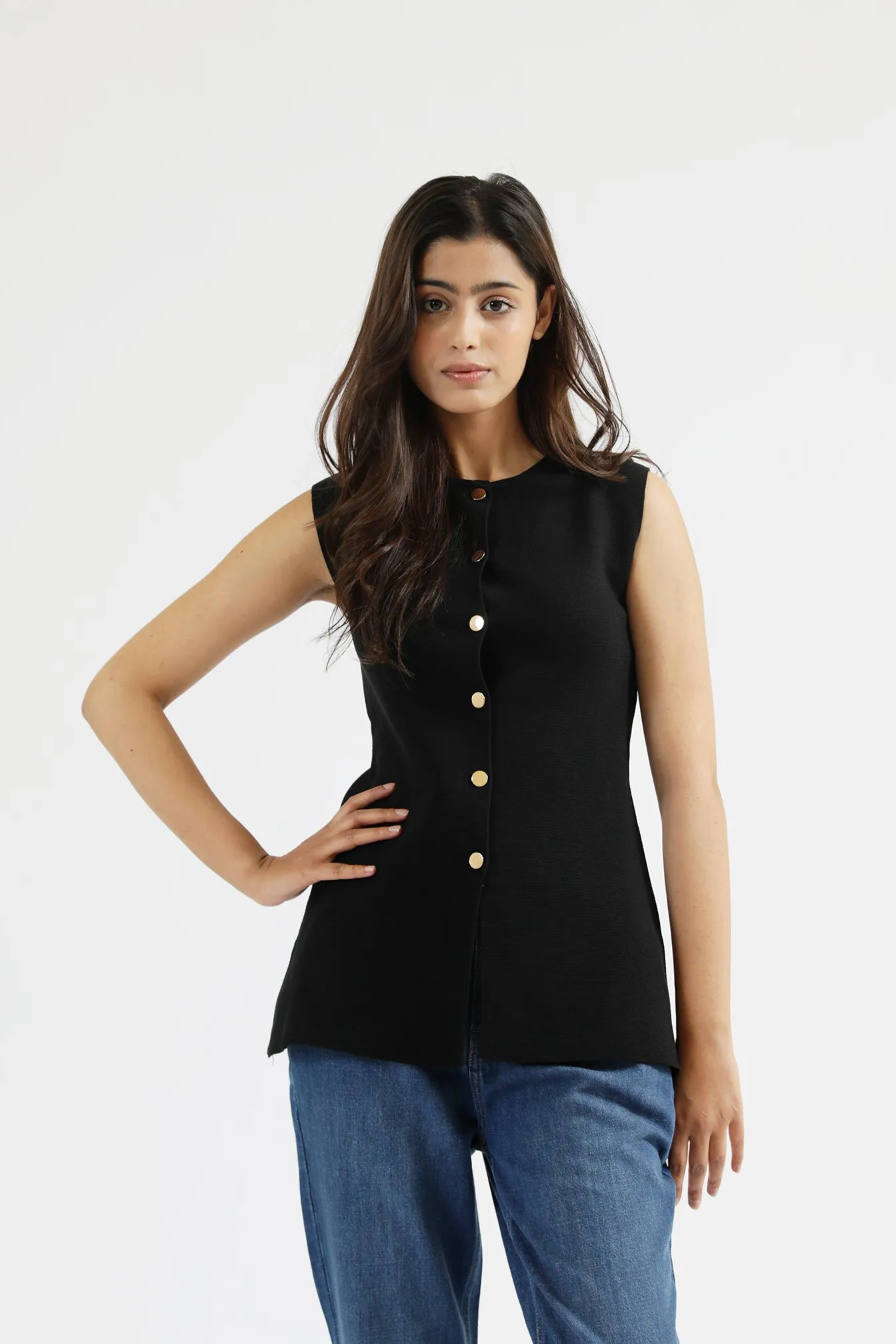 SLEEVELESS KNITTED TOP MultiDirectional Stretch