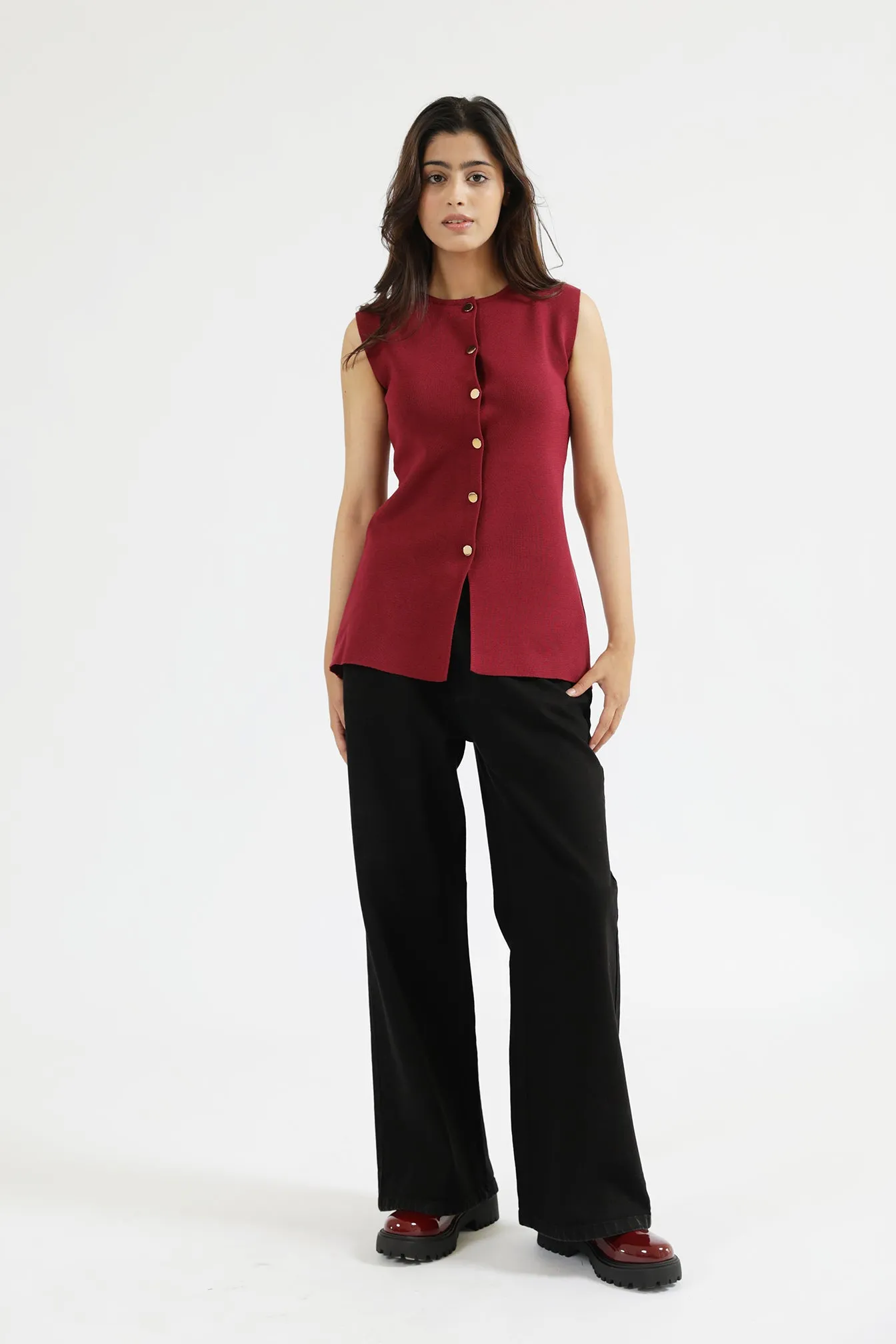 SLEEVELESS KNITTED TOP quick dry