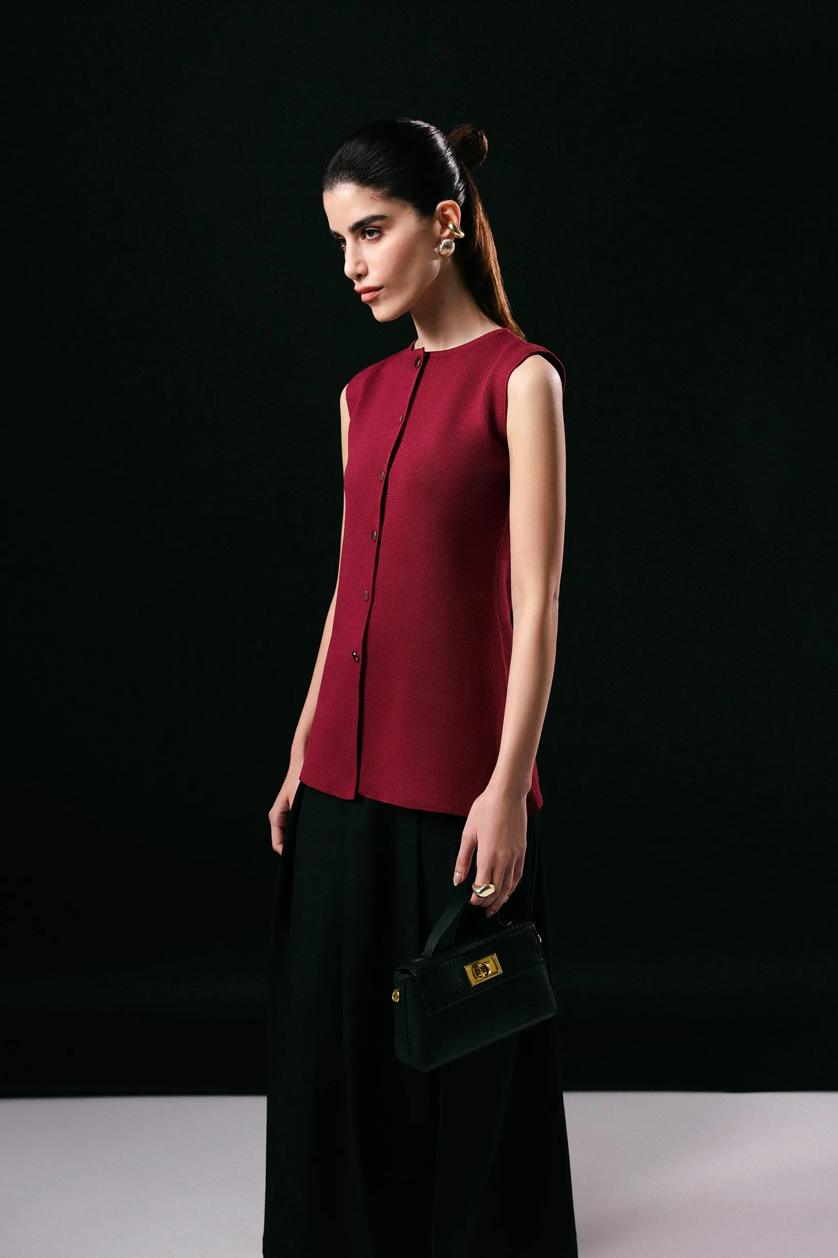 Ventilation Panel Indoor Layer SLEEVELESS KNITTED TOP