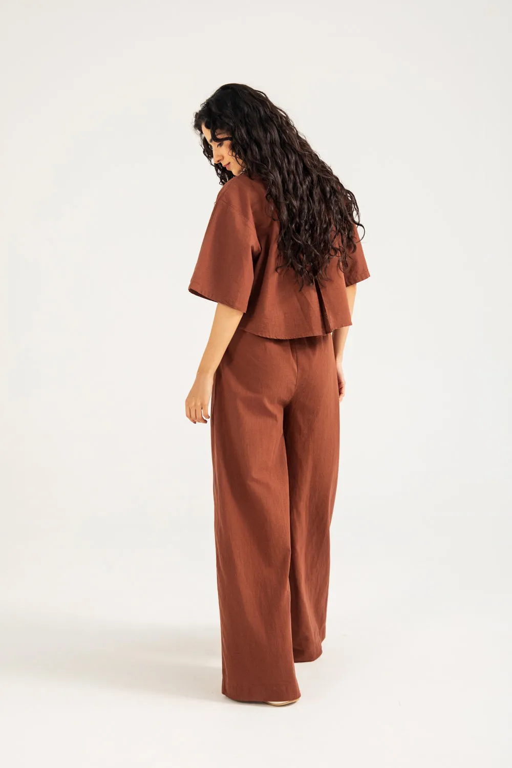 LINEN WIDE LEG TROUSER Modern Utility
