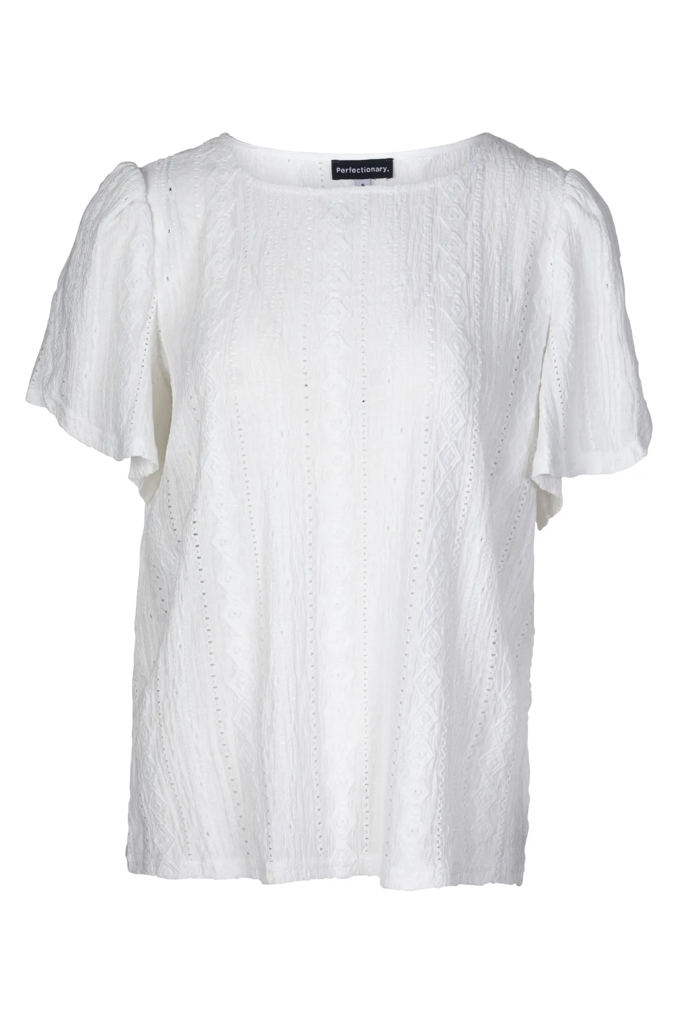 Jacquard Stretch Tulip sleeve Top | WHITE | 4622A1 AbrasiveReinforcedZones